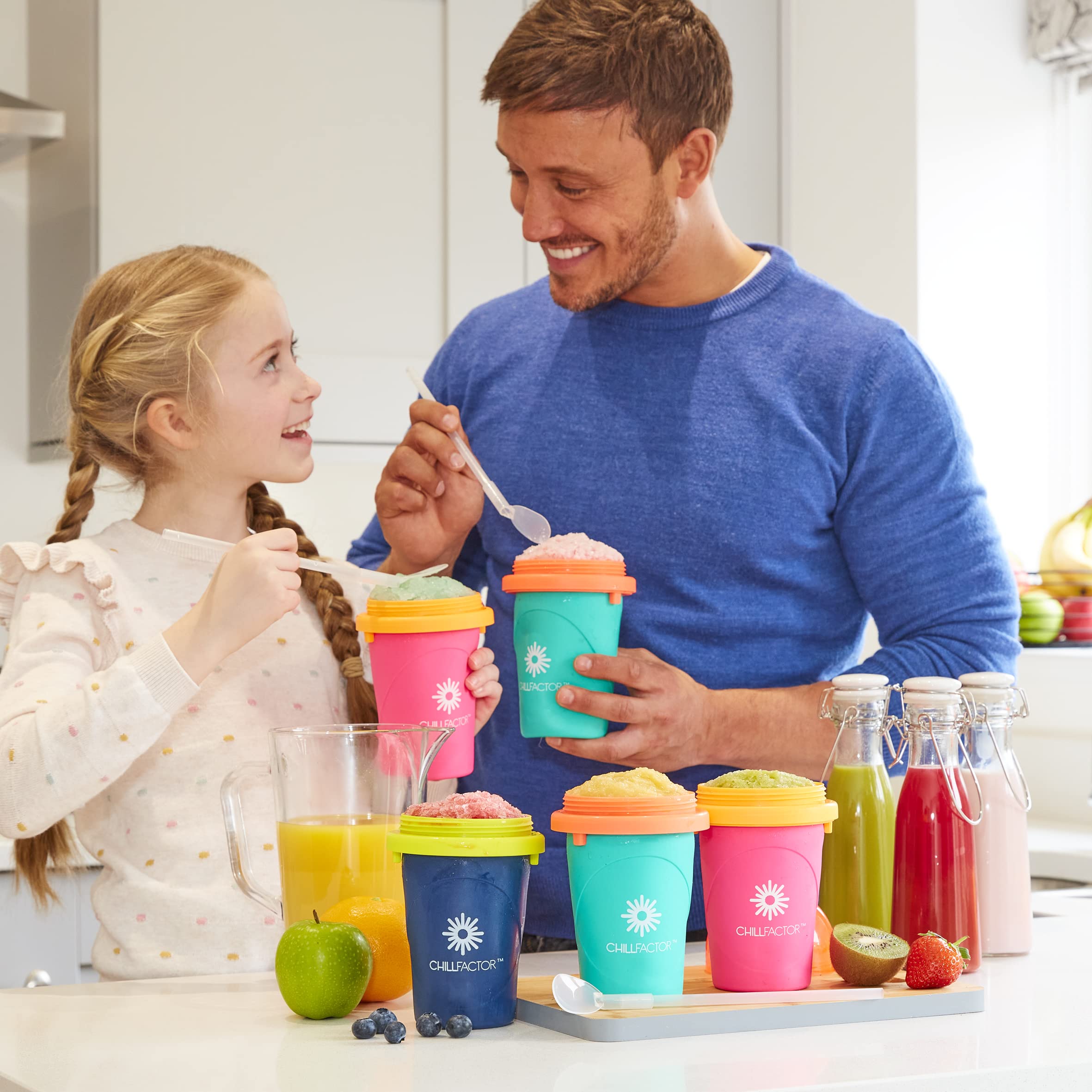 ChillFactor Slushy Maker Cup - Reusable DIY Slushie Maker for Kids & Adults, Neon Pink Frozen Drink Maker, Perfect for Summer Parties, Poolside Treats & Family Fun