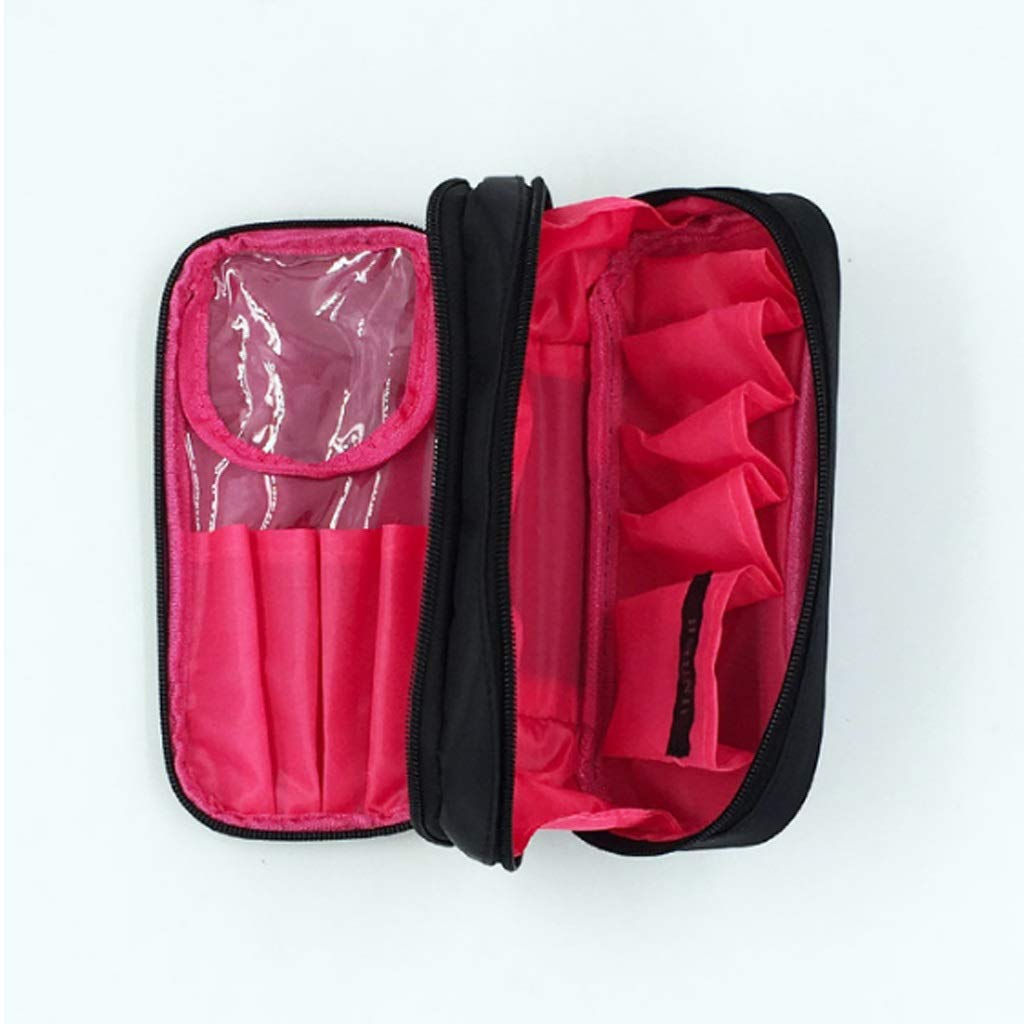Double Layer Women's Cosmetic Bag - Travel Makeup Organizer for Beauty Tools & Toiletry Storage - Perfect for Travel, Gym & Daily Use (Red)