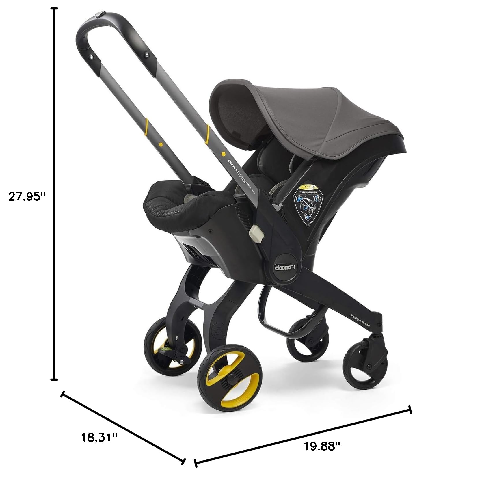 Doona Infant Car Seat & Stroller All-in-One Travel System - Lightweight Convertible Baby Carrier with 5-Point Safety Harness | Perfect for Air Travel, City Commutes & Family Outings