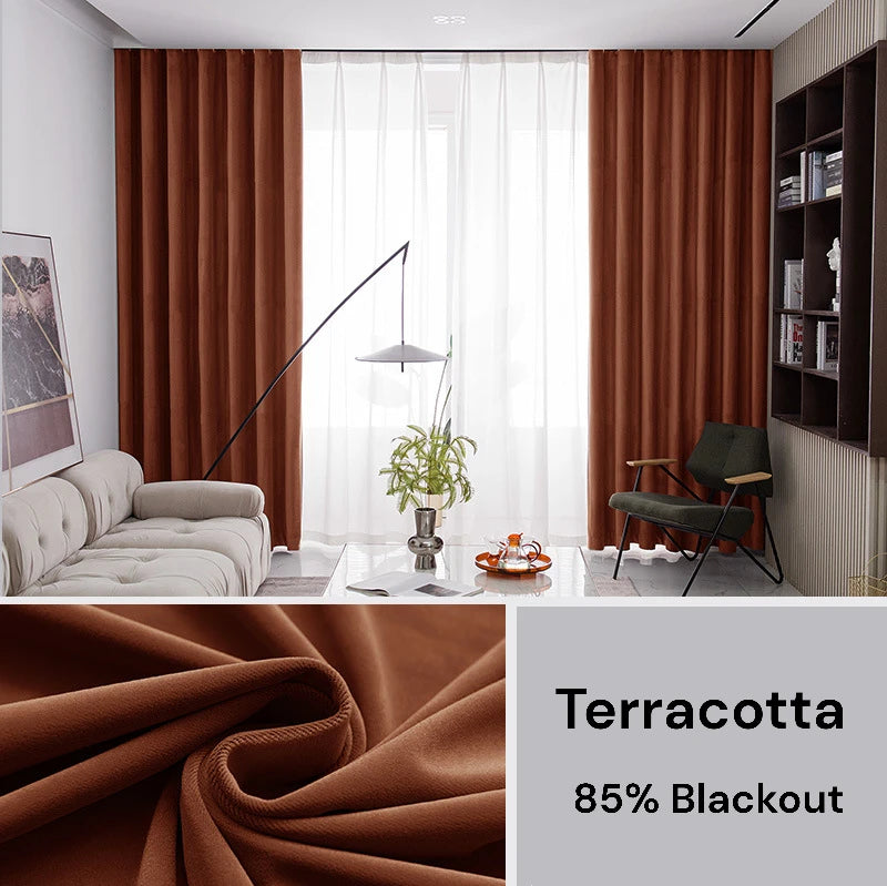 Wynter Velvet Minimalist Blackout Custom Curtains for Bedroom & Living Room - Thermal Insulated Noise Reducing Window Drapes for Home Decor