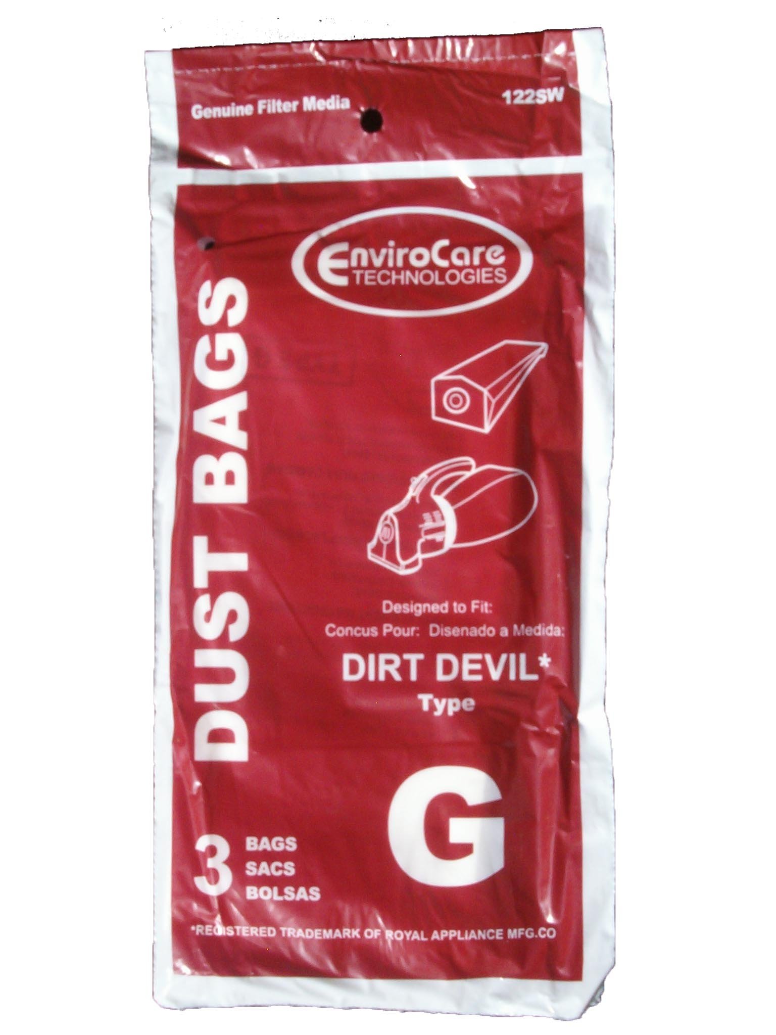 EnviroCare 6-Pack Replacement Vacuum Cleaner Dust Bags - Compatible with Royal & Dirt Devil Type G Handheld Vacuums | Perfect for Home Cleaning, Car Detailing & Pet Hair Removal