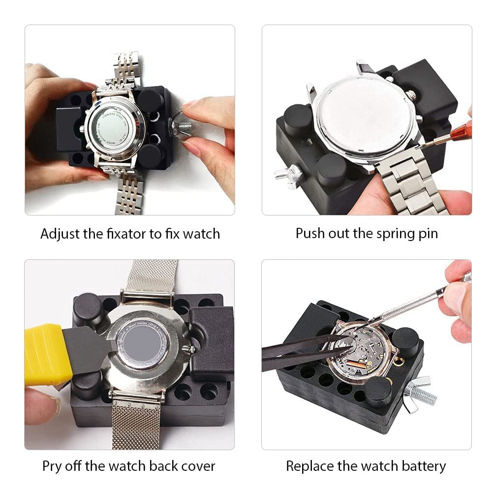 BYNIIUR Professional Watch Repair Kit & Watch Press Set - Complete Tool Kit for Watch Battery Replacement, Band Adjustment, and Case Repair | Perfect for Watchmakers, Jewelers, and DIY Enthusiasts