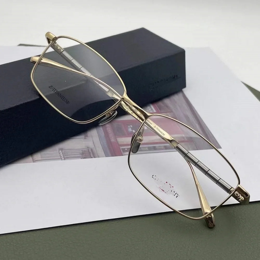 Aimee Men's Full Rim Square Titanium Eyeglasses 27019 - Lightweight Durable Frame for Work, Reading & Everyday Use