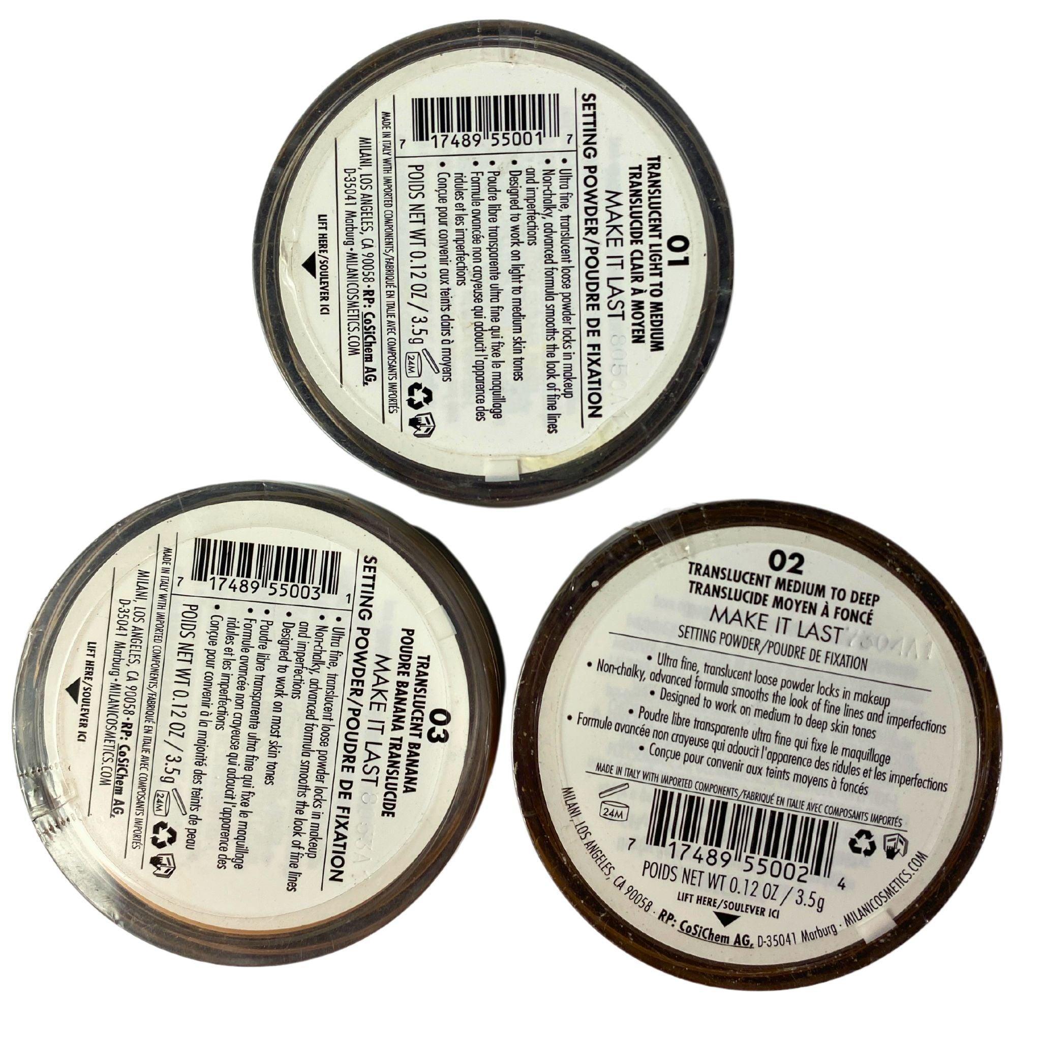 Milani Translucent Setting Powder - Oil Absorbing & Brightening Makeup Finishing Powder (0.12 oz, 50 Pcs Lot) - Perfect for Daily Makeup, Photo Shoots & Touch-Ups
