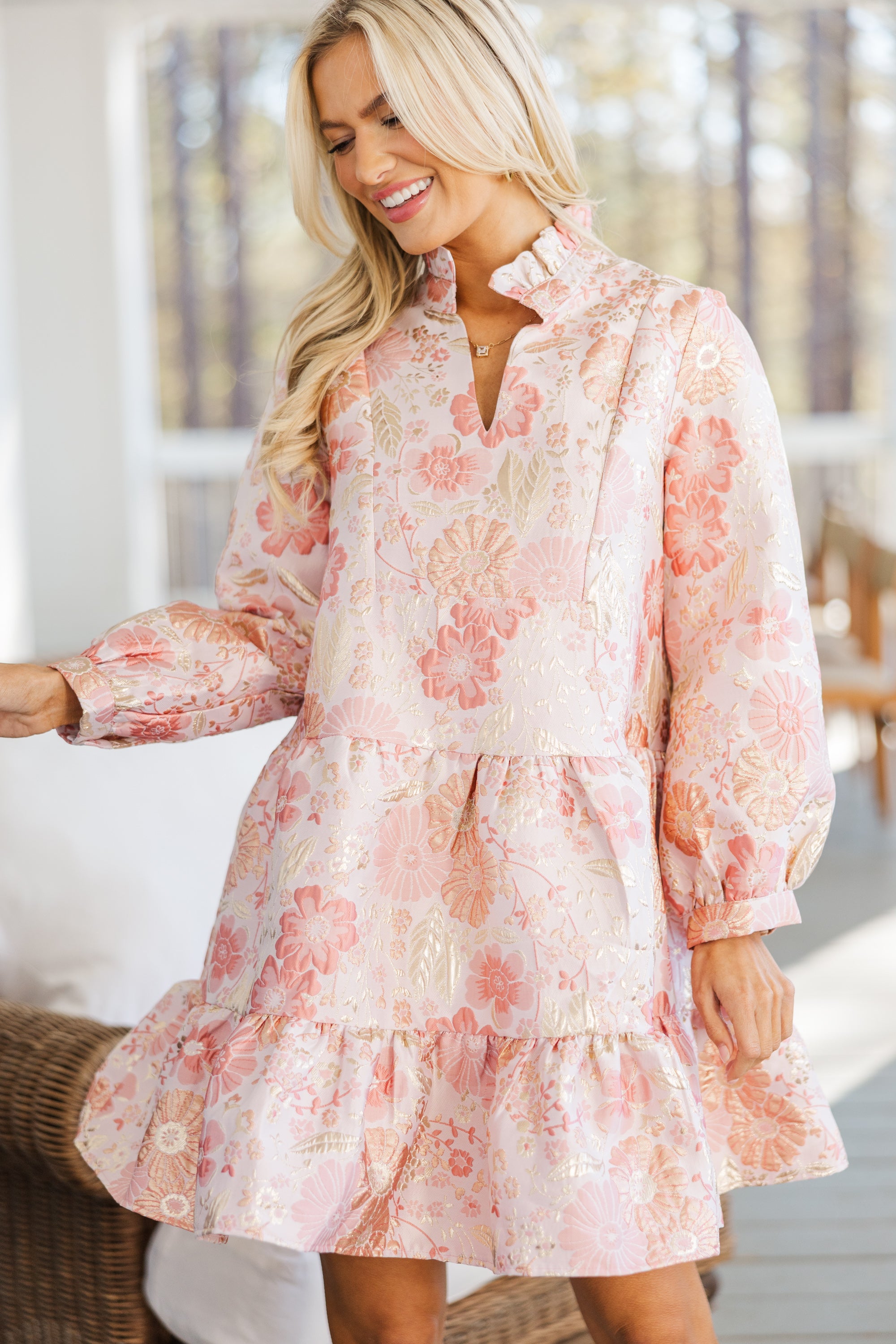 Always On My Mind Pink Floral Dress - Women's Summer Flowy Midi Dress for Date Night, Garden Party & Vacation