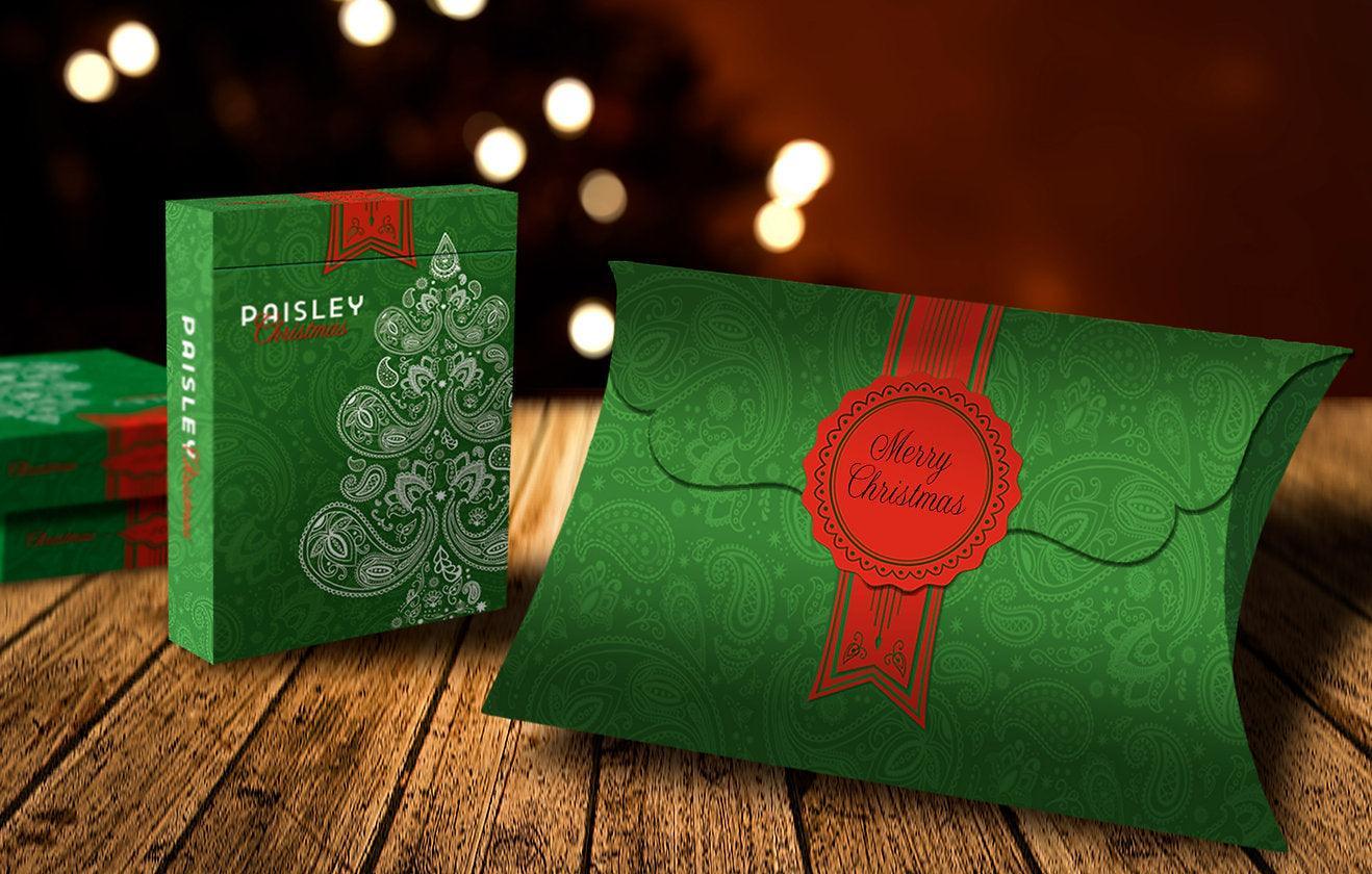 Festive Christmas Playing Cards - Elegant Paisley Metallic Green Deck for Holiday Parties, Family Game Nights & Gift Giving