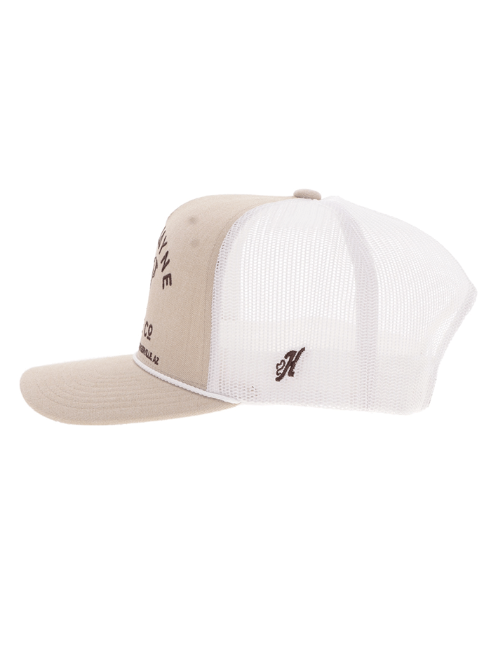 Hooey 2566T John Wayne 5-Panel Snapback Trucker Hat - Tan & White for Men | Western Style Cowboy Hat for Outdoor, Rodeo & Casual Wear