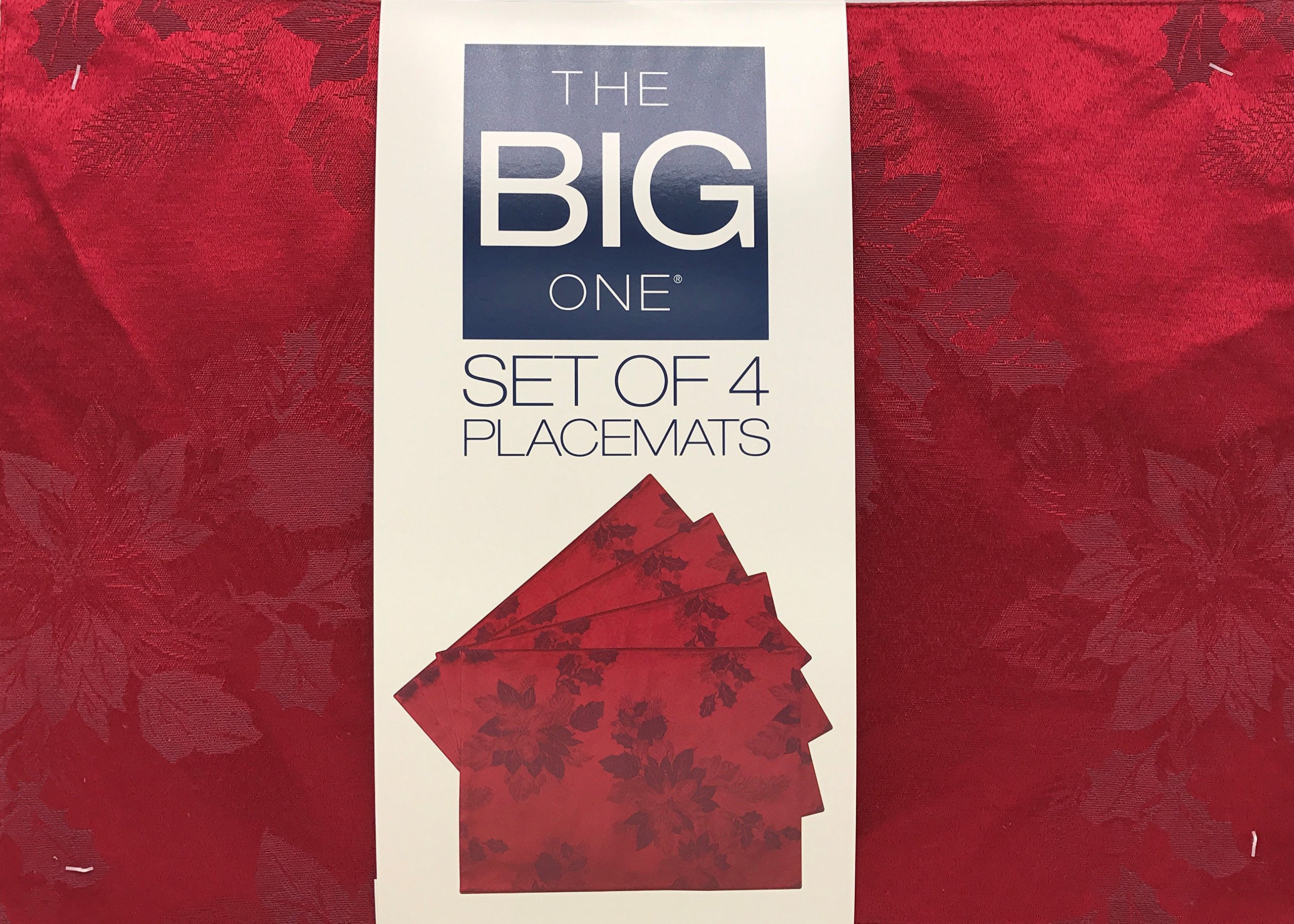 Red Poinsettia and Berries Christmas Placemats Set of 4 - Holiday Table Decor for Dining, Parties & Festive Home Decor