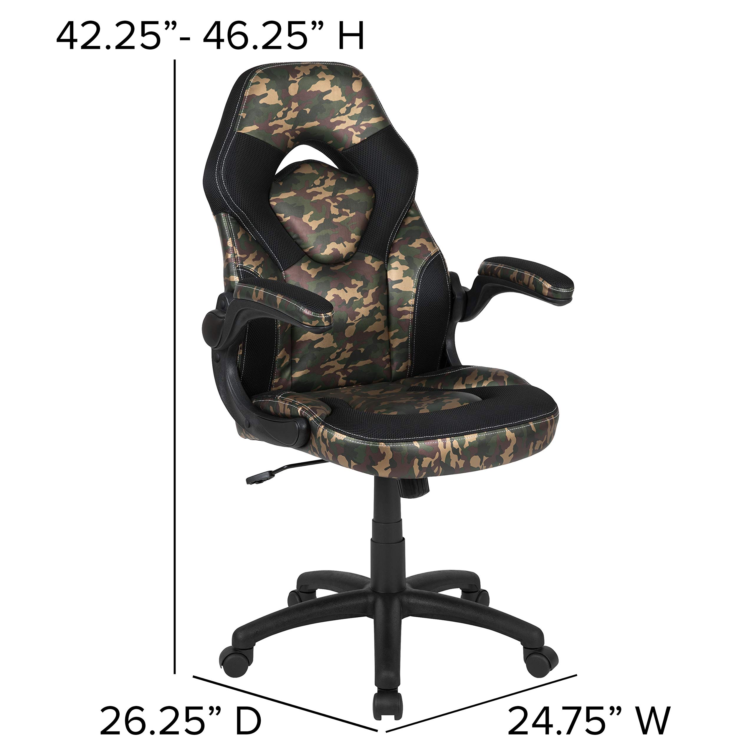 Black/Camo Gaming Desk Set with Cup Holder, Headphone Hook & Monitor Stand - Perfect for PC & Console Gamers, Streamers & Home Office Setup