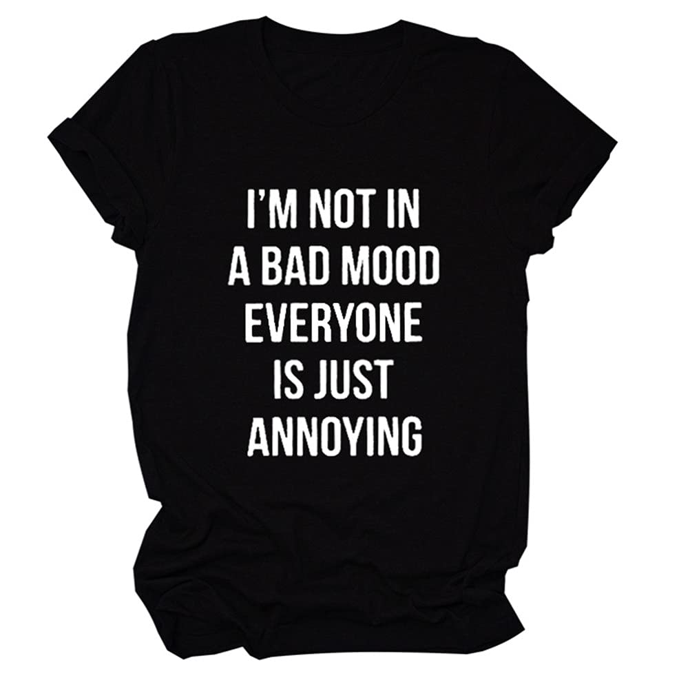 Funny 'I'm Not in A Bad Mood' Graphic T-Shirt for Women - Cute Saying Novelty Tee for Casual Wear, Outings & Gifts