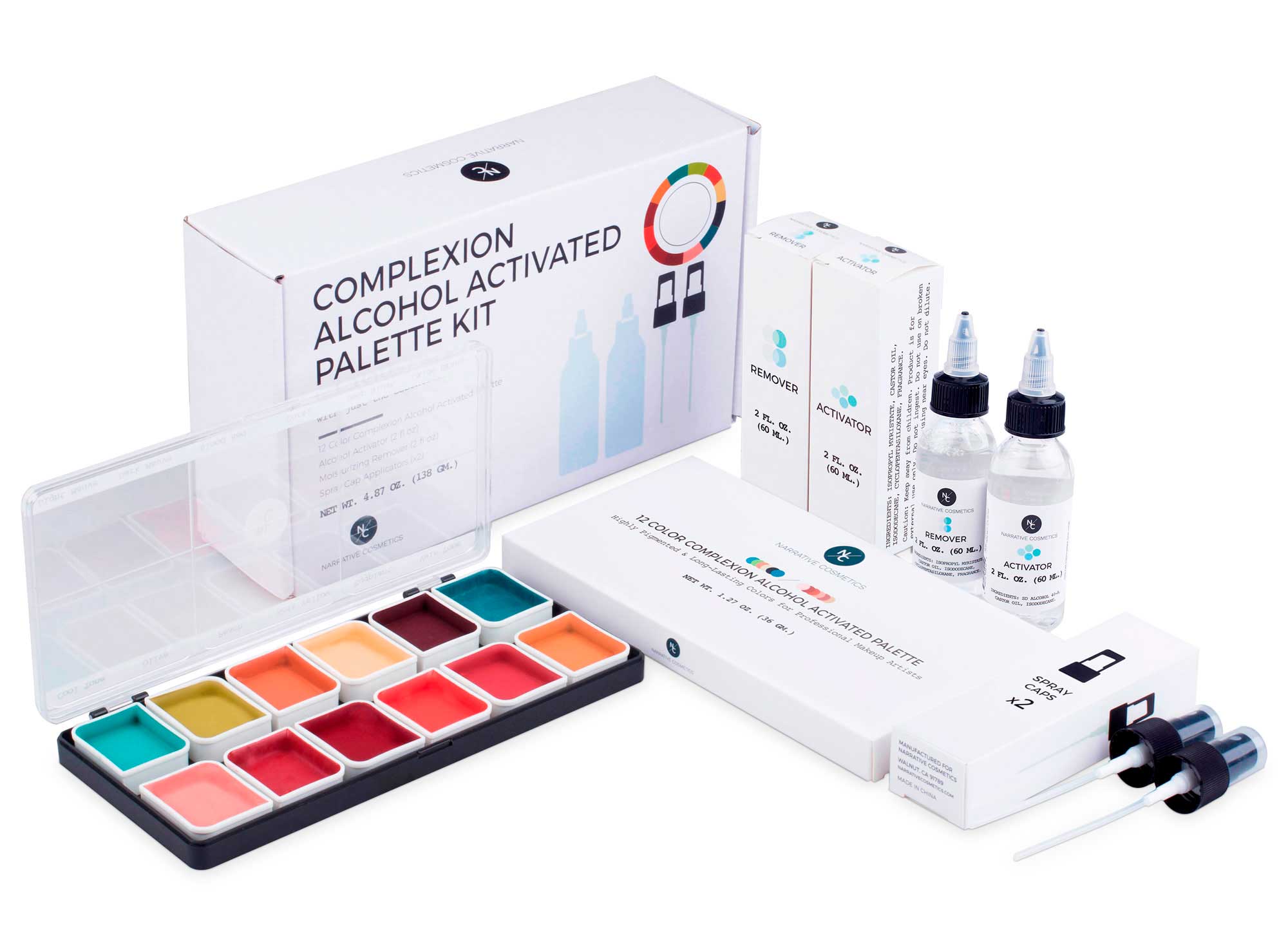 12 Color Alcohol Activated Face & Body Paint Palette - Professional Makeup for Halloween, Cosplay & Special Effects - Safe for Skin & Easy to Apply
