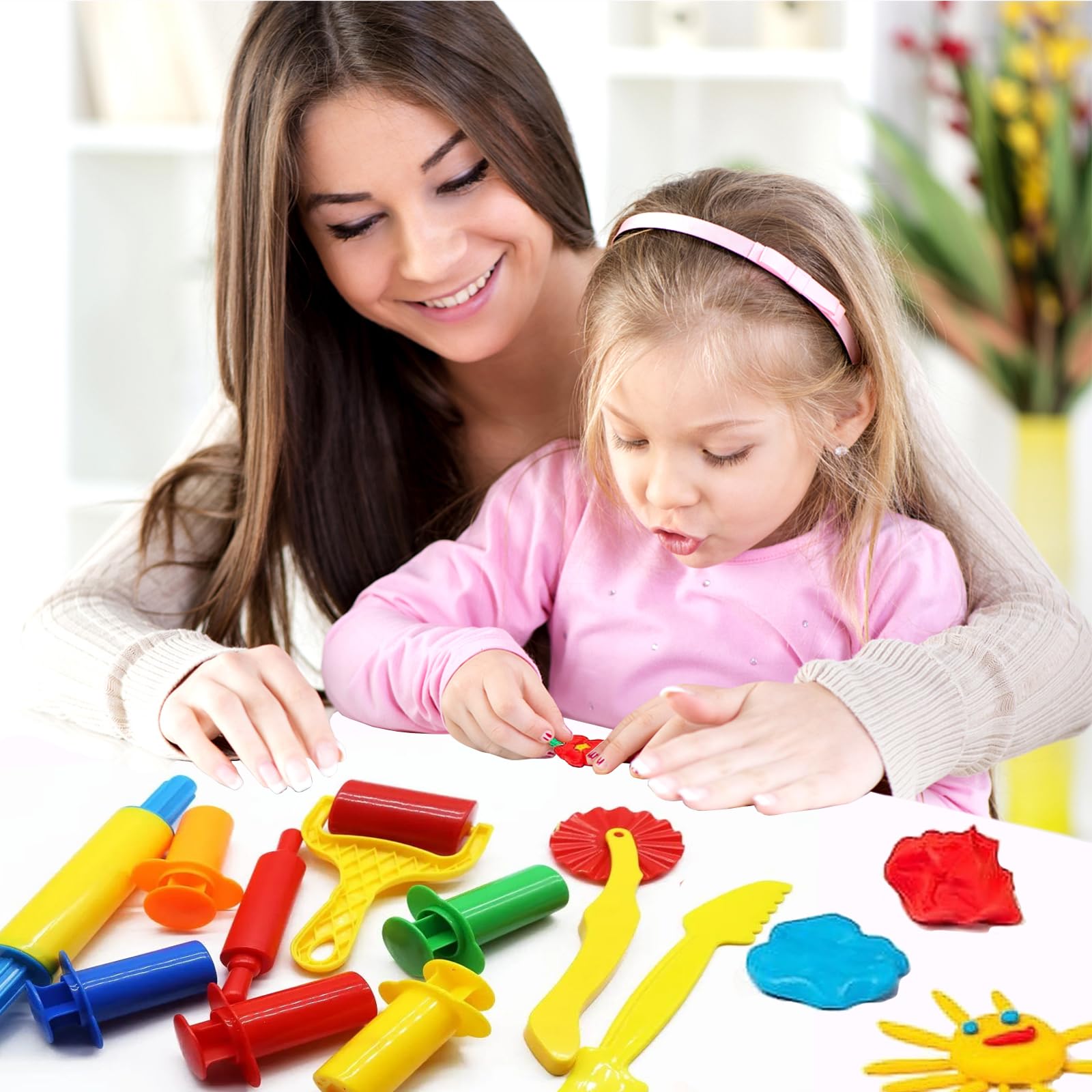 9-Piece Kids Dough Tool Kit - Clay & Playdough Starter Set with Cutters, Roller, Rolling Pins, Safety Scissors & Extruder - Perfect for Arts & Crafts, Sensory Play & Early Learning Activities