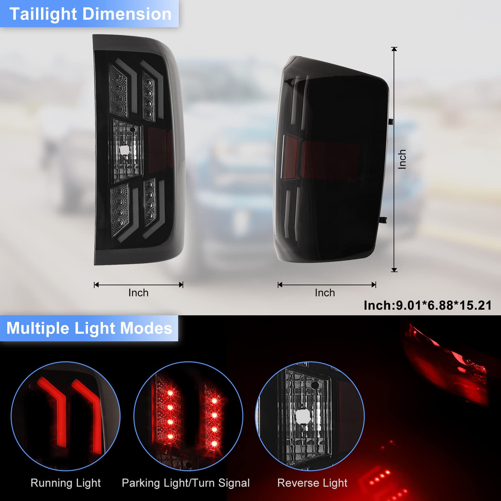ROXX LED Taillight Assembly for 2014-2018 Chevy Silverado 1500 2500 3500 - Black Smoke Lens LED Tail Lights & Brake Lamps (Pair) - Upgrade Your Truck's Style & Safety for Night Driving & Off-Road Adventures