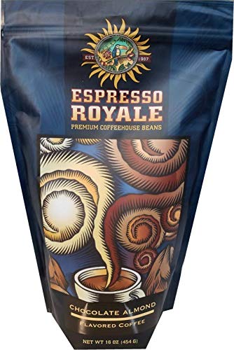 Espresso Royale Chocolate Almond Flavored Medium Roast Coffee Beans - 16oz (1lb) Bag - Premium Arabica Blend for Home Brewing, Office & Gifts