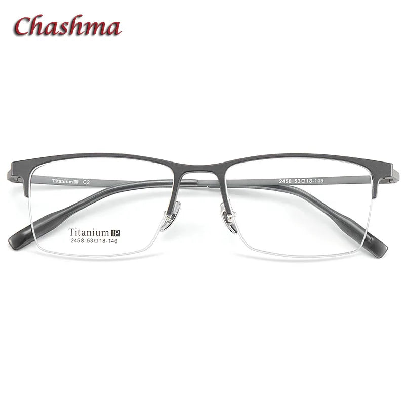 Titanium Square Semi-Rimless Eyeglasses for Men - Lightweight & Durable Frame - Perfect for Reading, Work, and Everyday Use