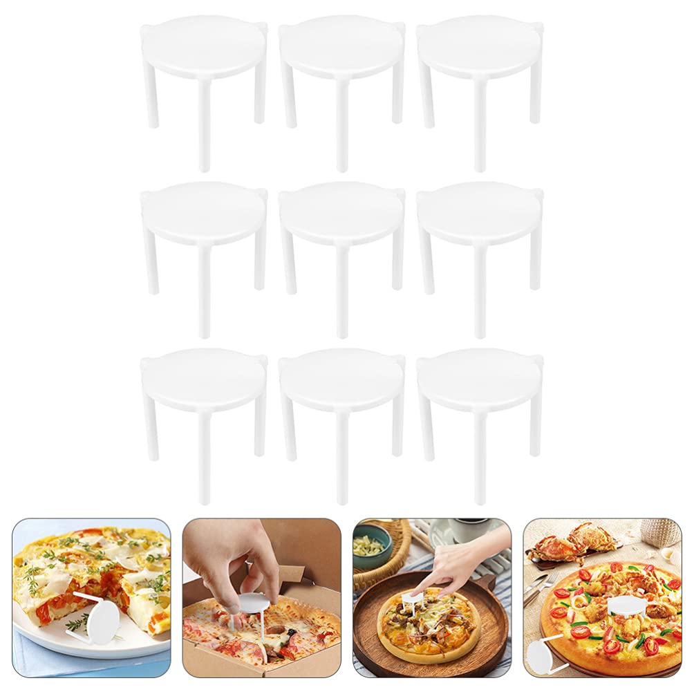 300Pcs White Plastic Food Container Stands - Cabilock Tabletop Fixing Rack for Pizza, Kitchen Utensils & Desk Organization | Stackable Shelf Protector for Kitchen Counter, Office Desk & Dining Table