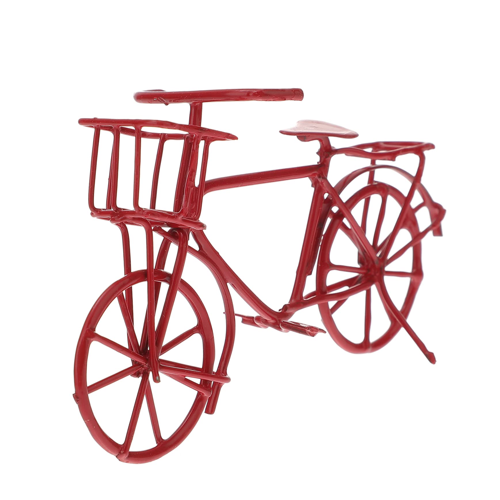 Holibanna Mini Metal Bike Toy - Red Iron Miniature Bicycle for Dolls, Tabletop Decor & Motorcycle Models | Perfect for Collectors, Parent-Child Play & Home Decoration