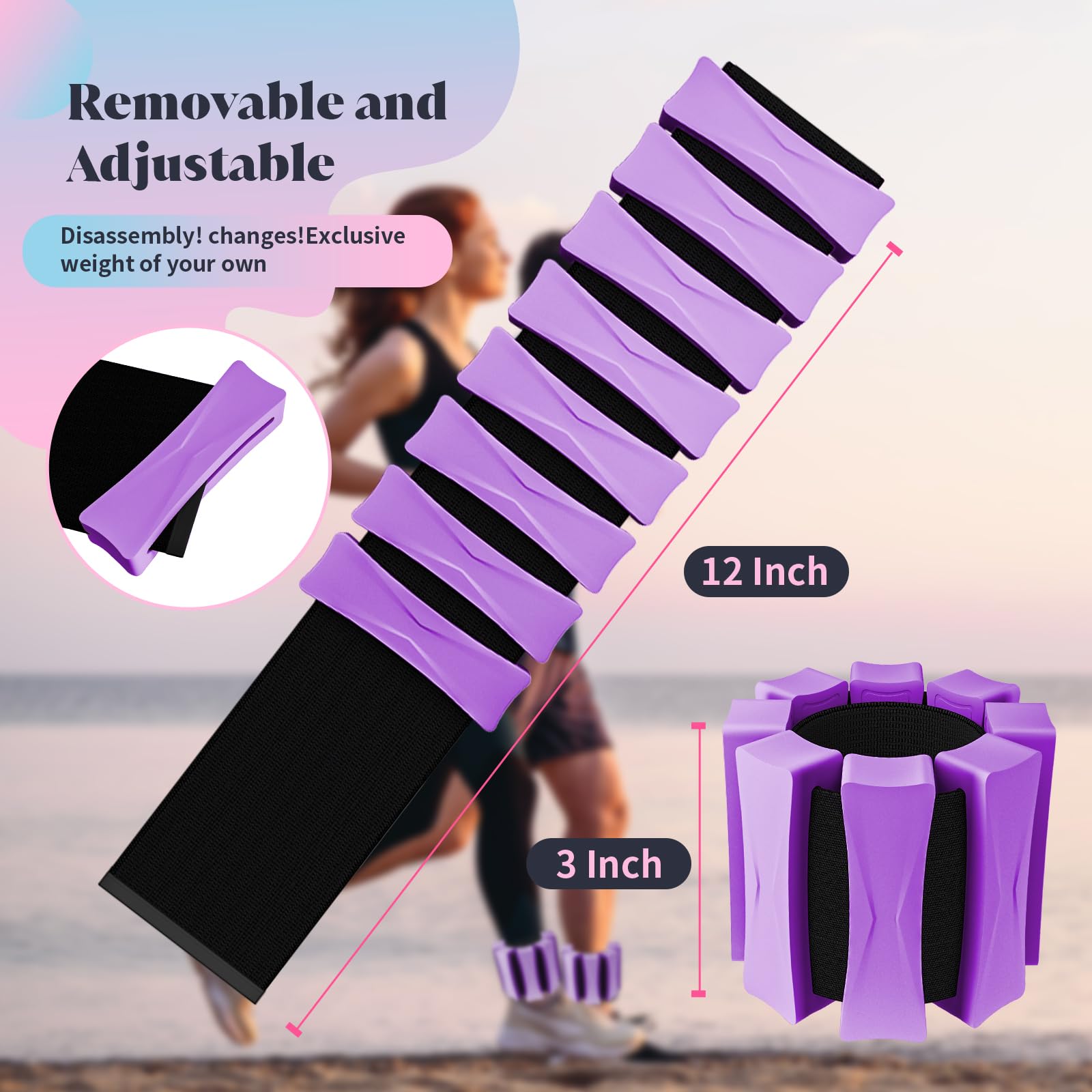 Adjustable Ankle Weights for Women & Men - 2-Pack (1LB Each) - Wrist & Ankle Weights for Home Gym, Walking, Running, Yoga, Pilates, Barre & Strength Training - Perfect for Travel & Fitness On-The-Go