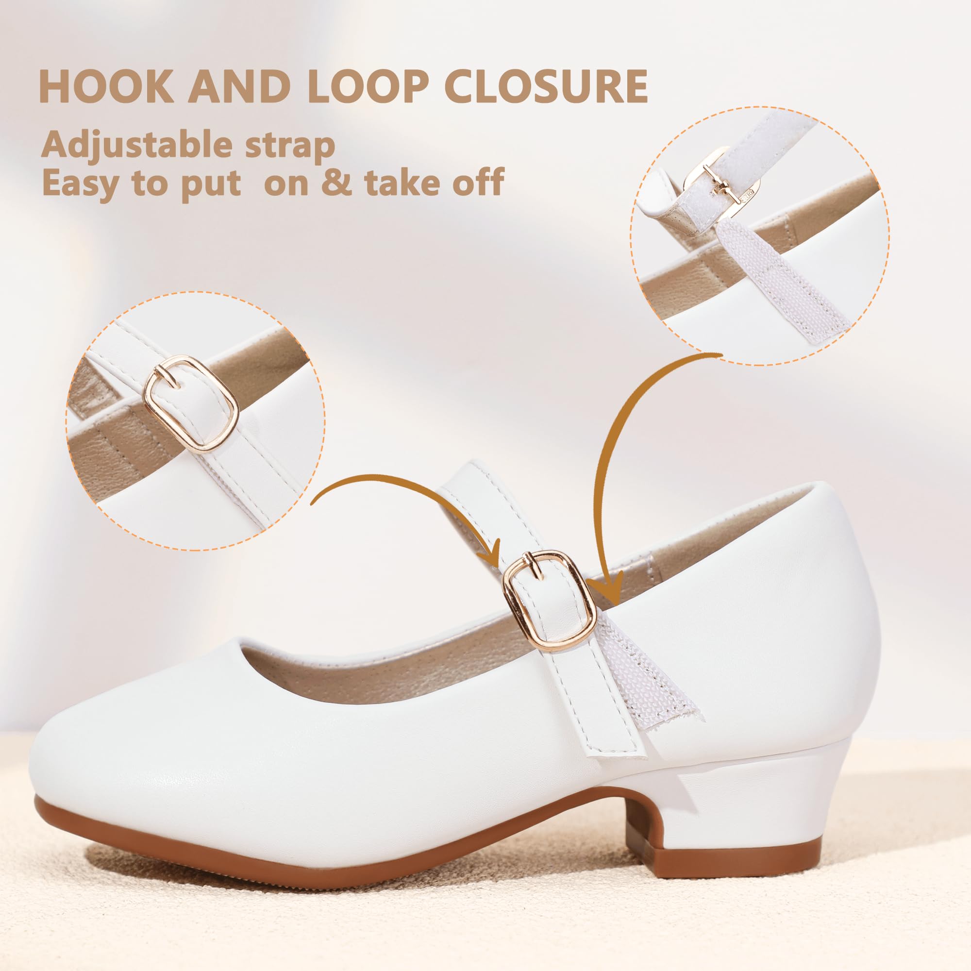 PANDANINJIA Girls Dress Shoes for Wedding & School - Flower Girl Heels