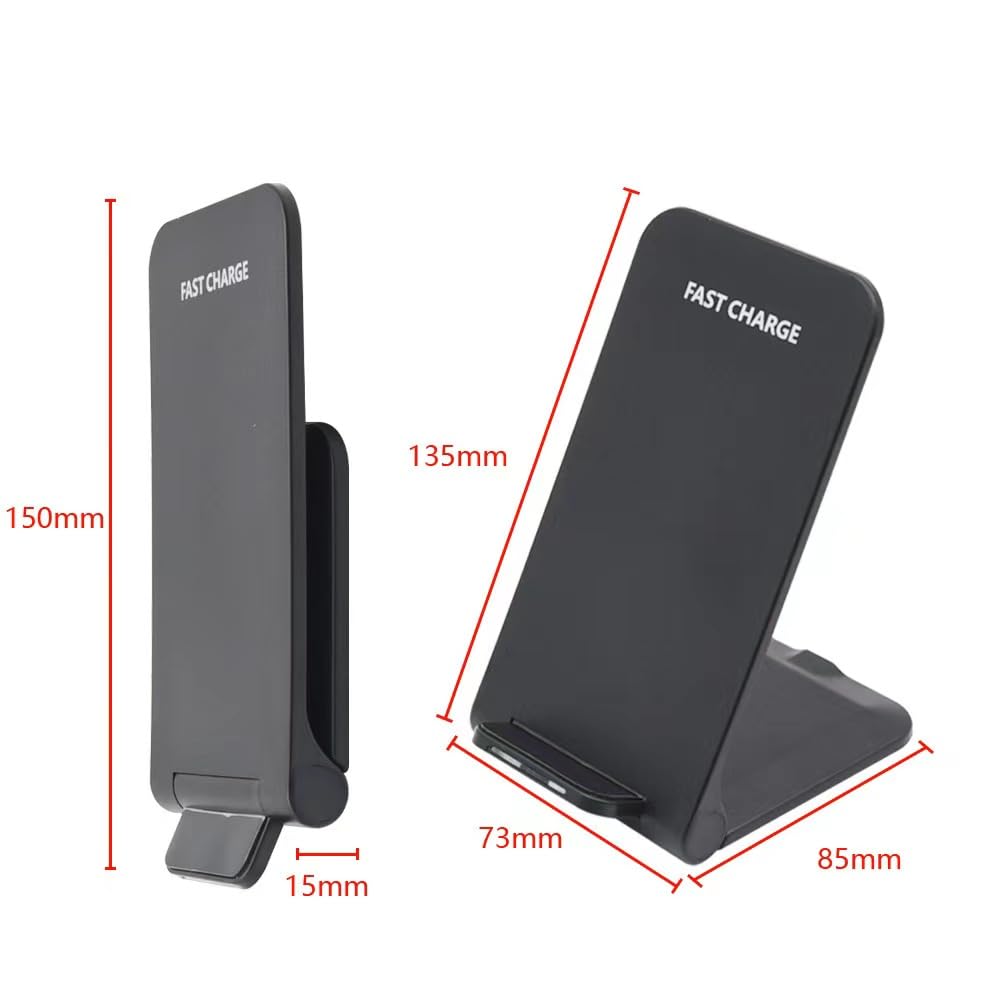 15W Fast Wireless Charging Station with Sleep-Friendly Adaptive Light - Compatible with Samsung Galaxy, Google Pixel, LG & More Qi-Enabled Devices (Black) | Perfect for Bedside, Office & Travel Charging
