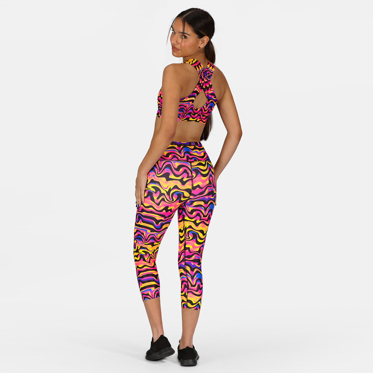 Coral Waves Capri Pants - Women's High Waisted Flowy Beach Pants for Summer Vacation & Boho Style Outfits