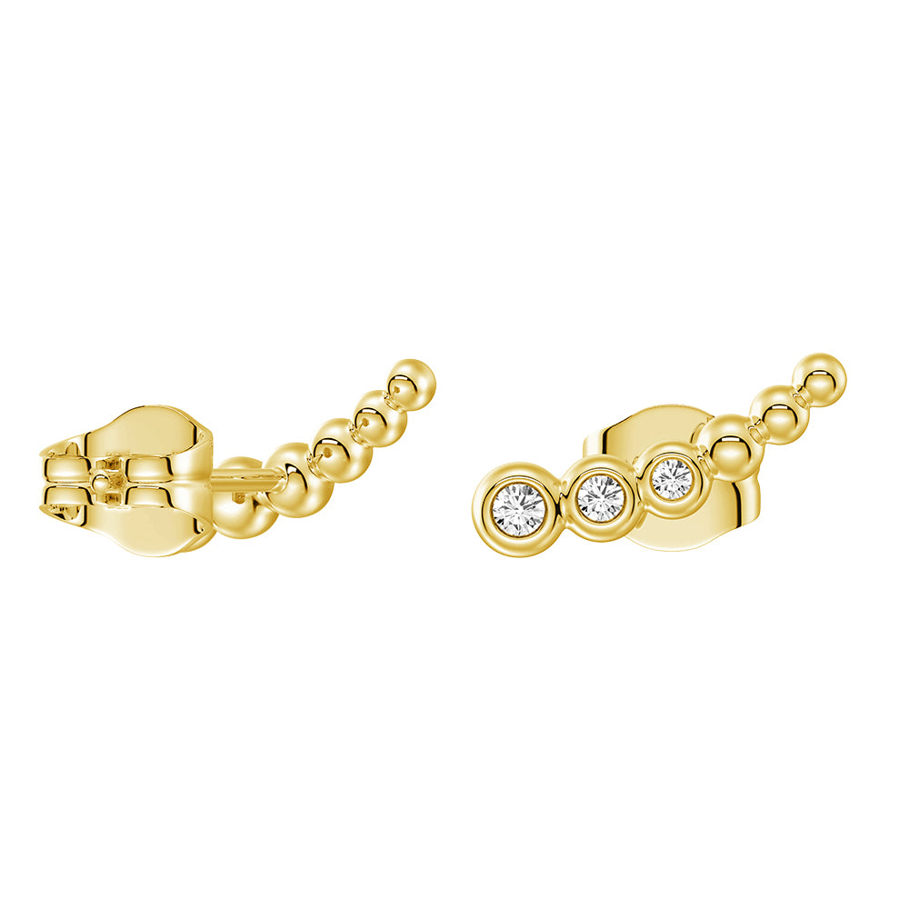 Lab-Grown Diamond Curved Bead Stud Earrings - Moonlit Embrace Design for Women | Elegant Gift for Anniversary, Wedding & Special Occasions