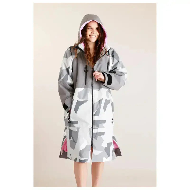 Unisex Post-Swim Robe - Arctic Camo Pink Waterproof Hard Shell Bathrobe for Pool, Beach & Spa | Quick-Dry Changing Robe for Men & Women