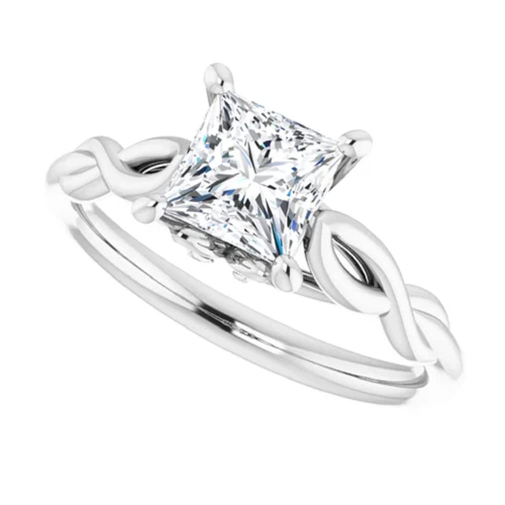 10K Solid White Gold Handmade Princess Cut Moissanite Engagement Ring - 1 CT Solitaire Wedding Band for Women, Bridal Proposal Jewelry - Perfect for Anniversaries, Valentine's Day & Special Occasions