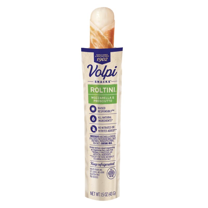 Volpi Snacks Roltini Mozzarella & Prosciutto - 10 Pack (15 oz) | Authentic Italian Cheese & Cured Meat Snacks | Perfect for Parties, Picnics & Charcuterie Boards