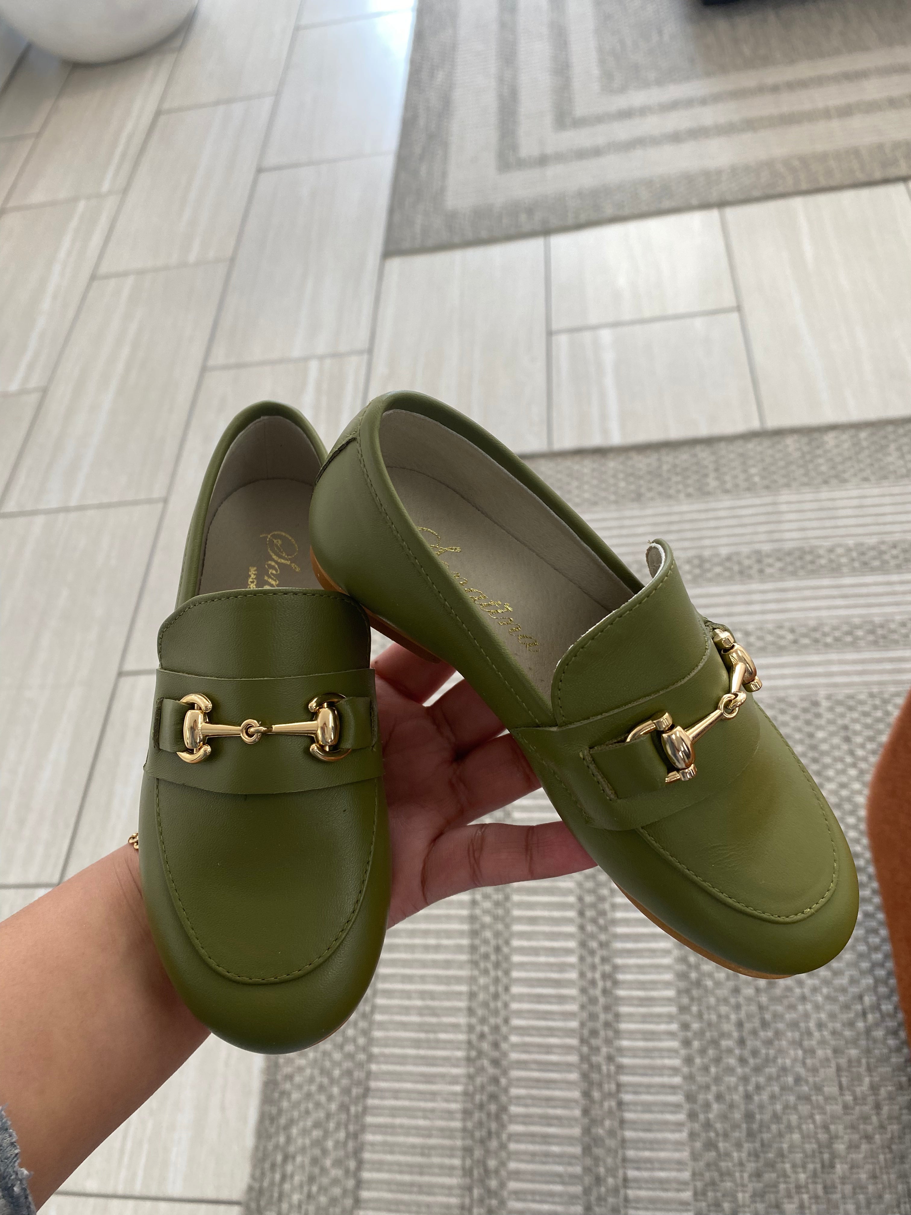 Sonatina Olive Buckle Loafer Shoes for Women - Comfortable Slip-On Casual Flats with Decorative Buckle - Perfect for Office, Travel & Everyday Wear