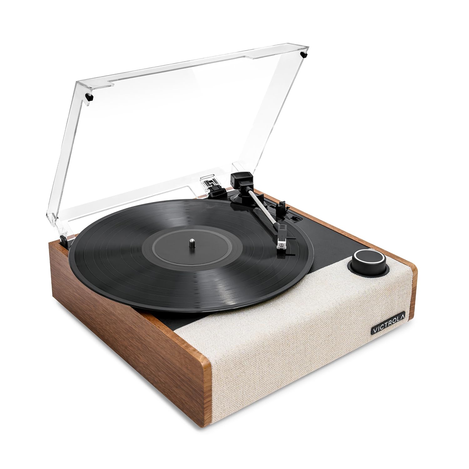 Victrola Eastwood II Vintage Style 3-Speed Bluetooth Turntable with Built-in Speakers - Oak Finish Record Player with Vinyl Stream Technology & Audio Technica AT-3600LA Cartridge - Perfect for Home Entertainment, Music Lovers & Retro Decor