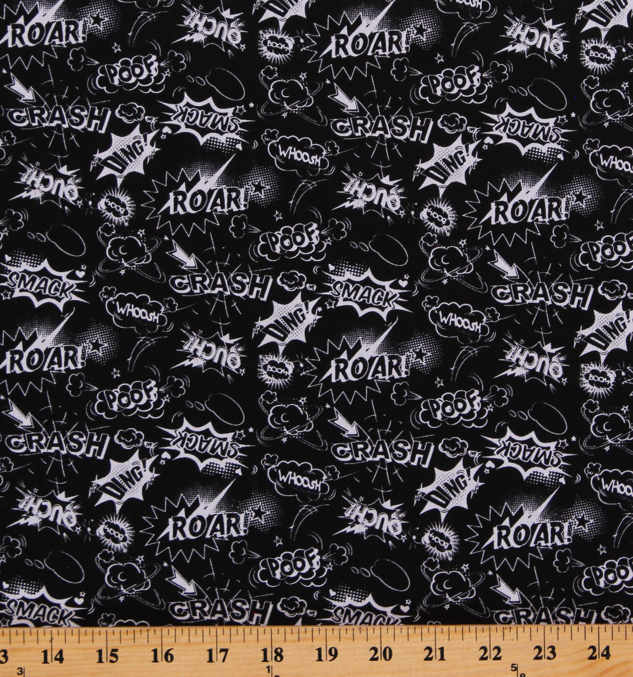 Patrick Lose Cotton Comic Books Words & Sayings Word Bubbles Cartoon Fabric Print by The Yard - Black & White Cotton Material (D658.41) for DIY Crafts, Quilting, and Home Decor Projects