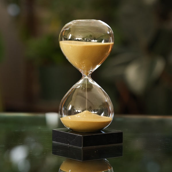 60 Minute Glass Timer with Gold Sand - Hourglass Sand Timer for Cooking, Games, Classroom & Productivity - Elegant Desk Decor for Home & Office