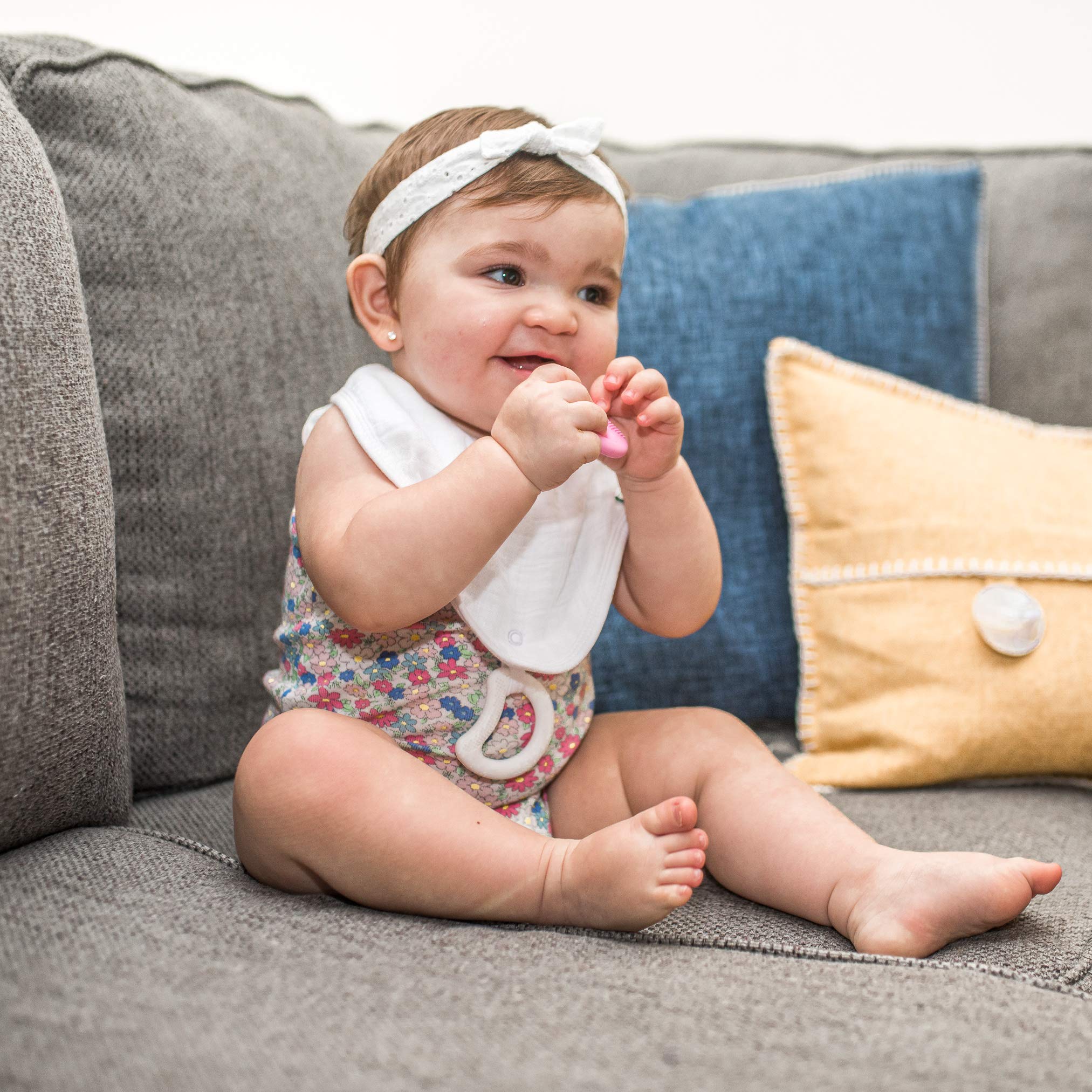 Organic Cotton Muslin Stay-Dry Bandana Teether Bibs (3-Pack) | BPA-Free, Machine Washable & Sterilizer Safe | Soothes Baby's Gums & Protects from Drool | Perfect for Teething Infants, Mealtime & On-the-Go Use