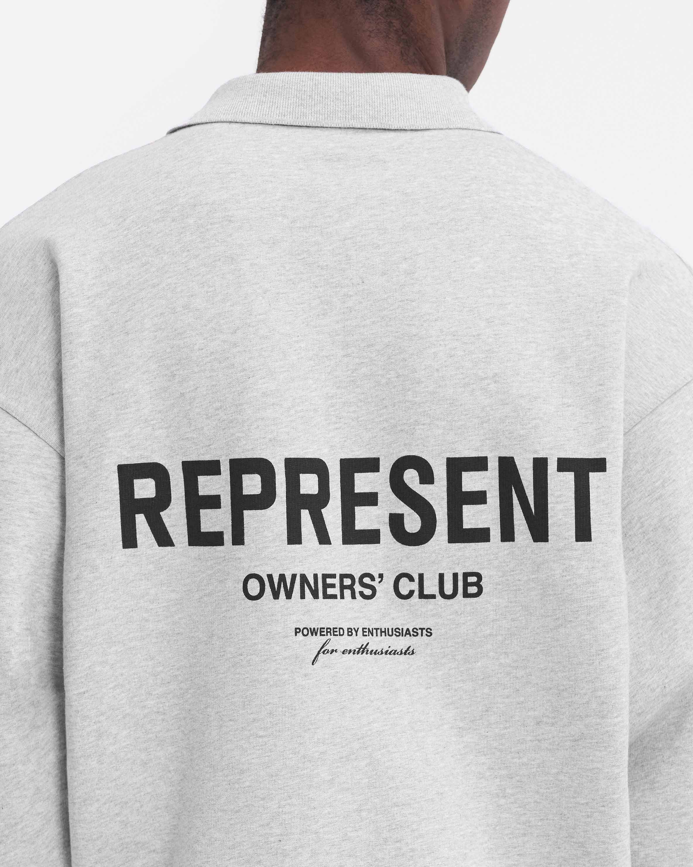 Represent Owners Club Long Sleeve Polo Sweater - Ash Grey | Premium Cotton Knit Top for Men | Perfect for Casual Wear, Office & Street Style