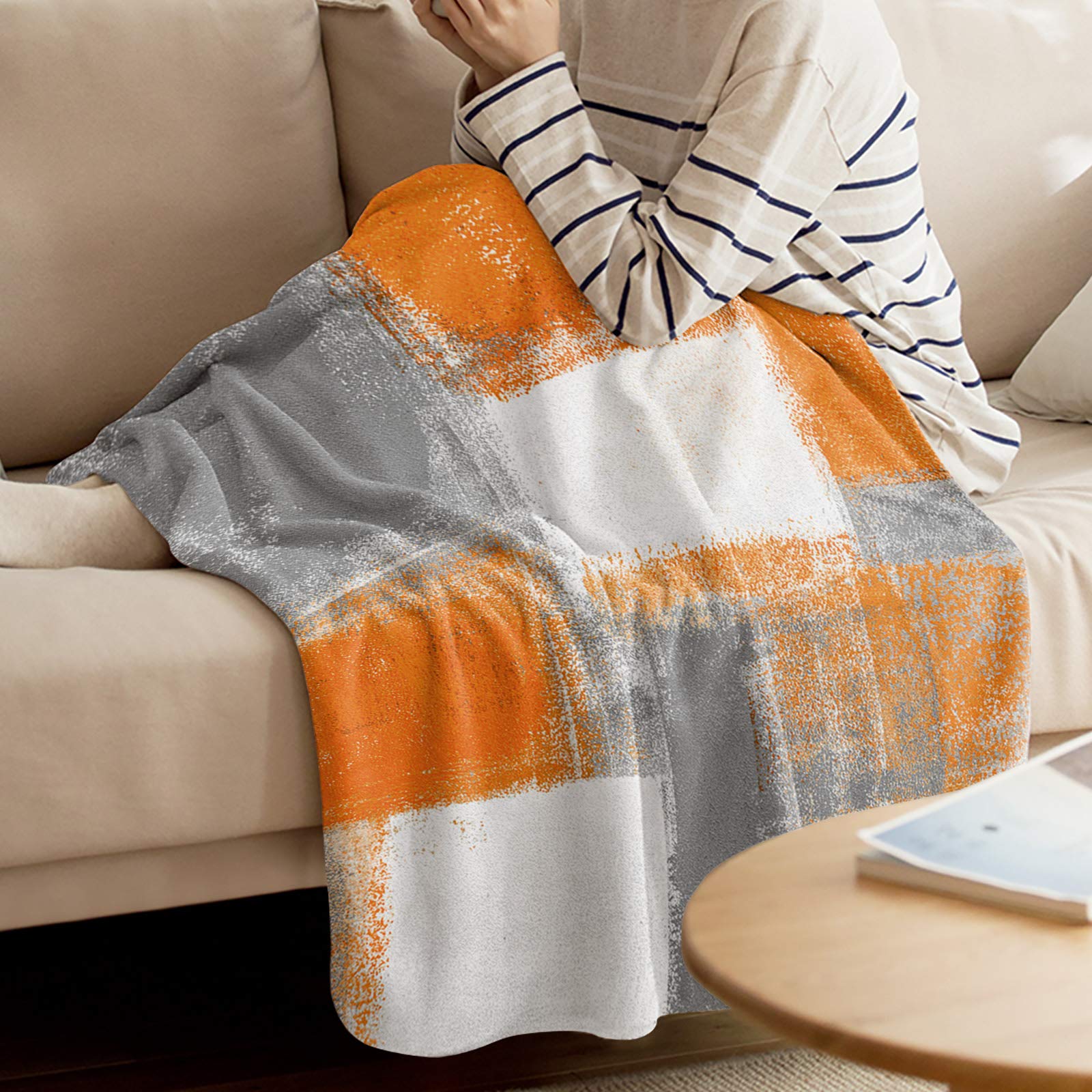 Modern Art Throw Blanket - Soft Fuzzy Plush Flannel Bed Blanket 40