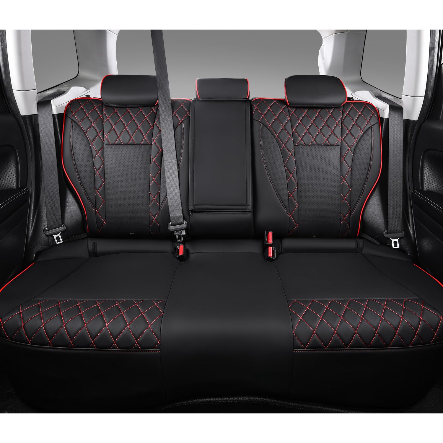 Premium Leather Seat Covers for 2014-2018 Subaru Forester - Custom Fit Car Seat Protectors (Black & Red) | Durable & Stylish Interior Upgrade for Road Trips & Daily Commute