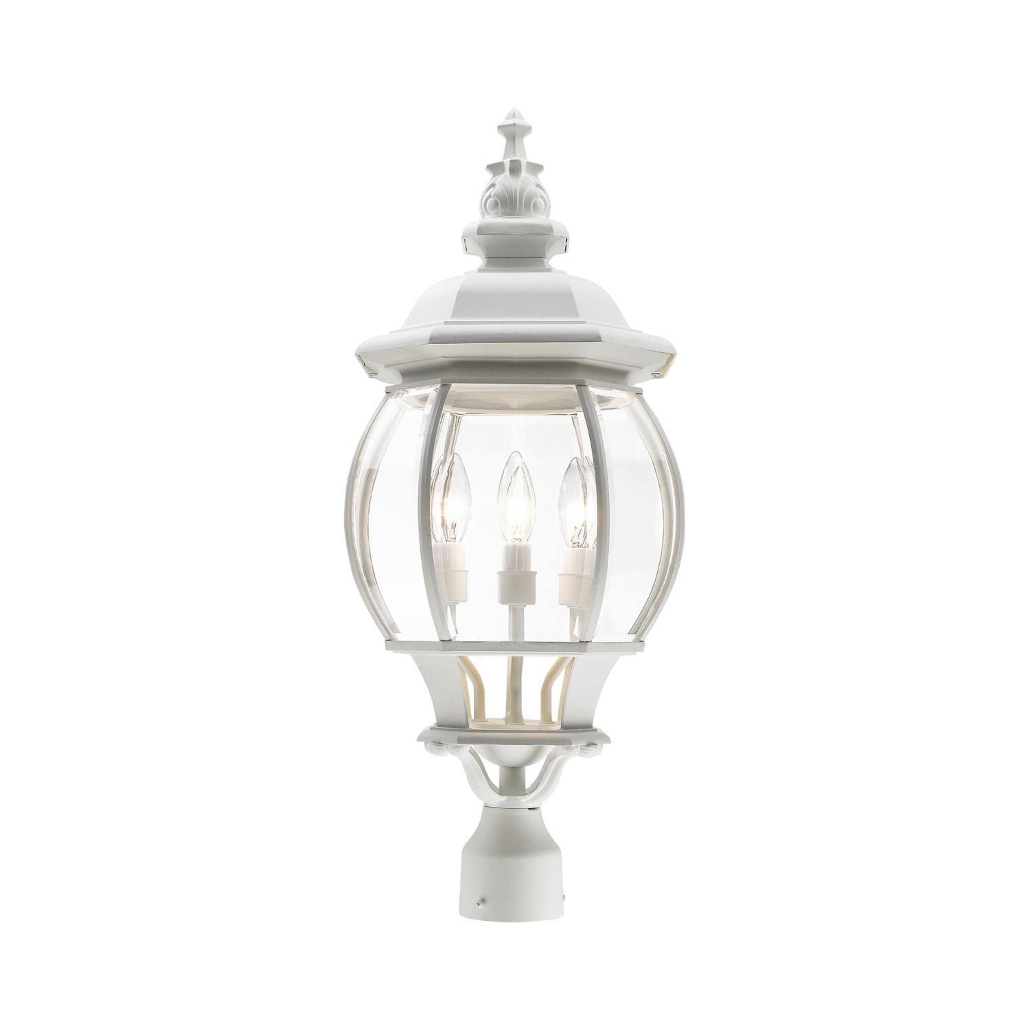 Livex Lighting 7703-13 Outdoor Post Top Lantern - White Weatherproof Exterior Light Fixture for Porch, Garden & Patio - 11.5 x 11.5 x 26.5 Inches - Perfect for Entryways, Walkways & Landscape Lighting