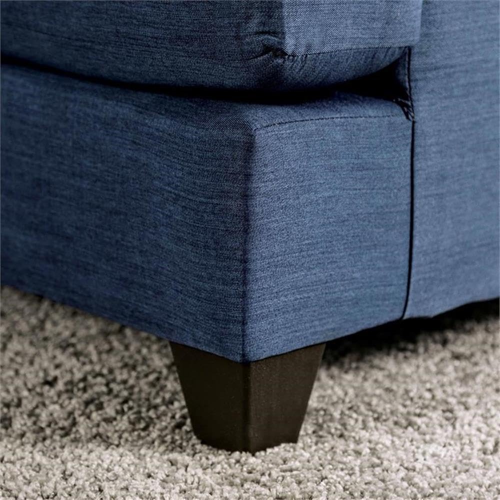 Furniture of America Arjay Modern Navy Fabric Upholstered Sectional Sofa - Perfect for Living Room, Family Room & Home Theater Seating