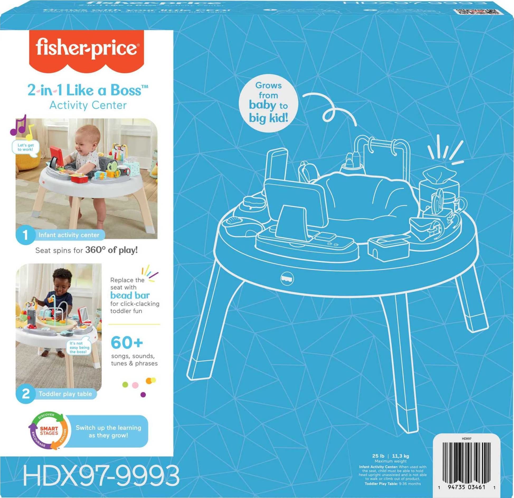 Fisher-Price 2-in-1 Like a Boss Activity Center - Baby Entertainer & Play Table with Music, Lights & Sounds for Infants & Toddlers | Interactive Learning Toy for Early Development & Playtime Fun