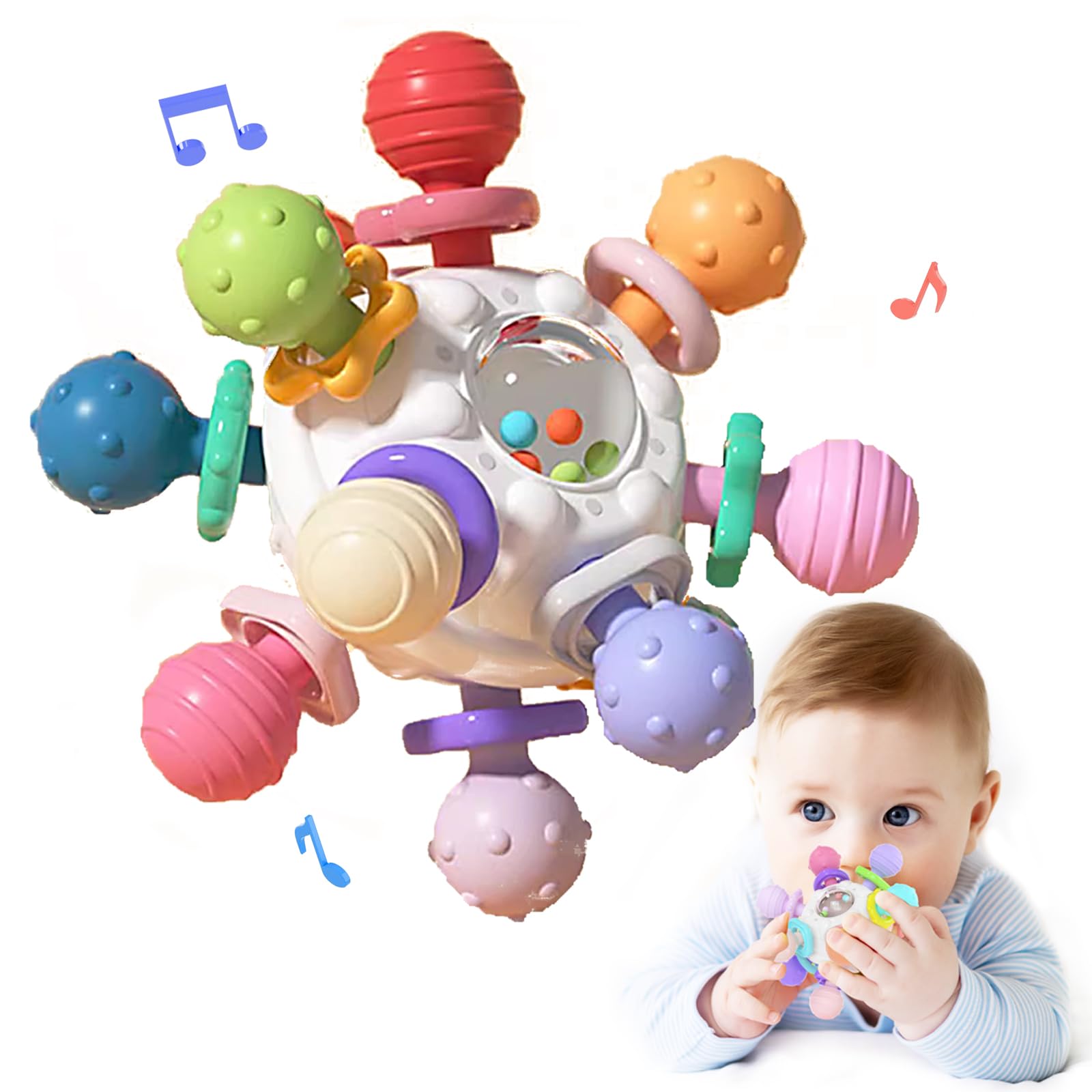 Montessori Baby Toys for 0-12 Months - Safe Teething Toys & Developmental Infant Gifts for Boys & Girls (0-3, 6, 9, 12 Months) - Newborn Essentials Must Haves - Perfect for Early Learning & Soothing Sore Gums at Home or Travel