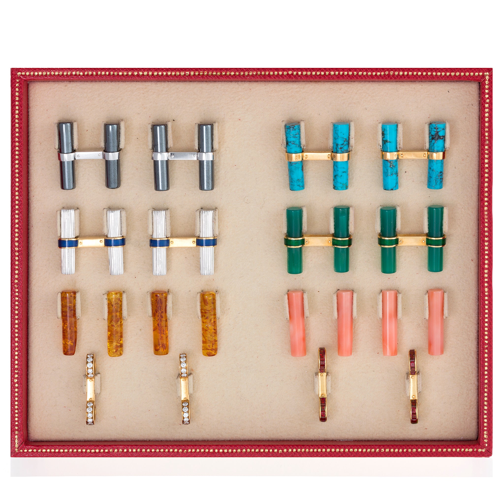 Cartier Interchangeable Baton Cufflinks Set - Luxury Men's Dress Accessories for Wedding, Business & Formal Events
