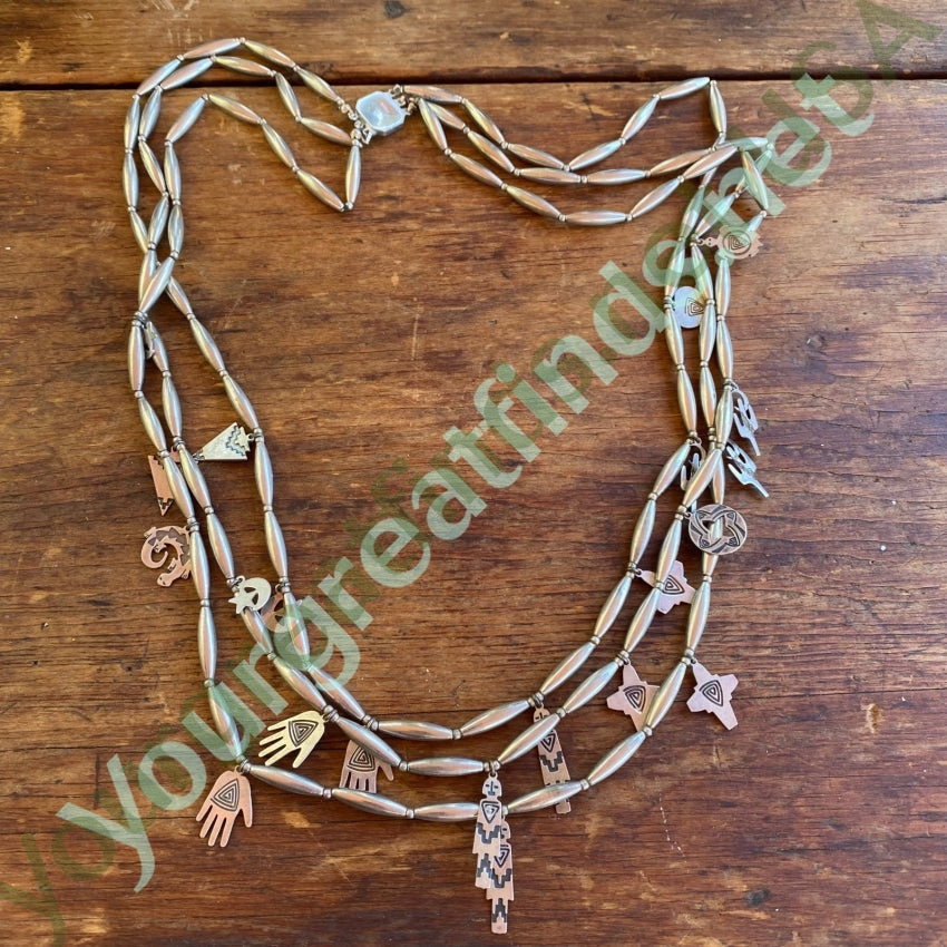 Sterling Silver Beaded Charm Necklace - Southwestern Style Handmade Jewelry for Women | Perfect for Boho Fashion, Gift Giving & Special Occasions
