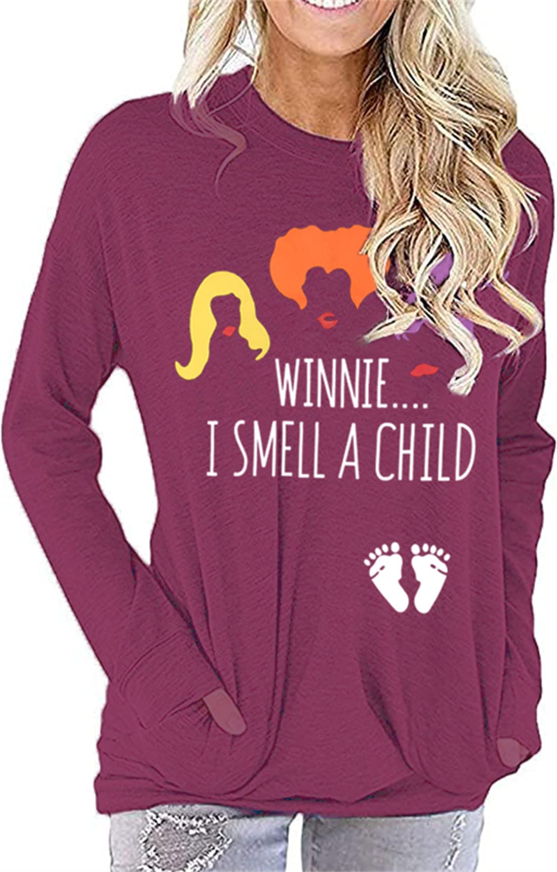 Funny Halloween Maternity Shirt - Cute Leopard Print Pregnancy Tee with 'Smell A Child' Slogan | Long Sleeve Raglan Tops for Pregnant Women | Perfect for Halloween Parties, Maternity Photos & Pregnancy Announcements