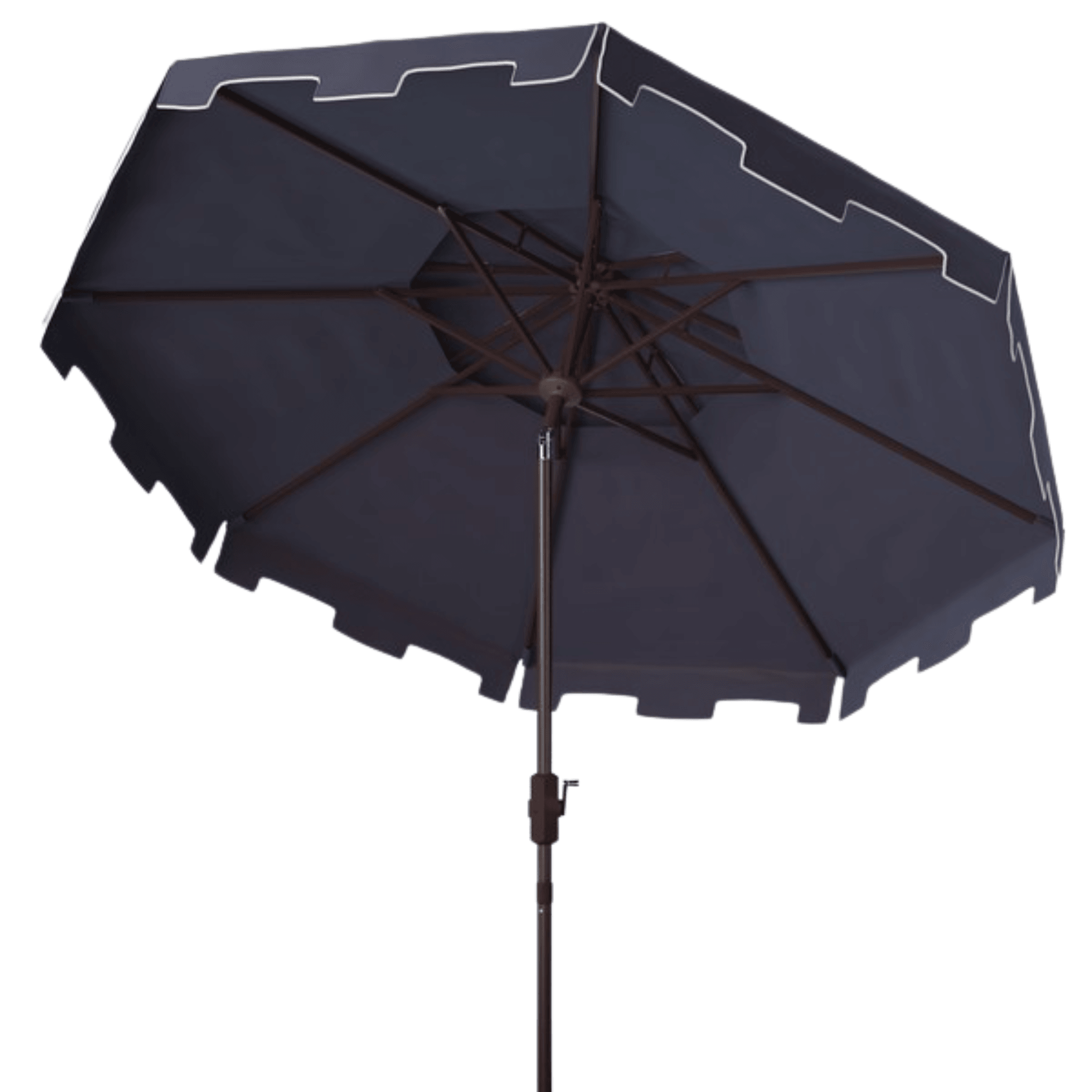 9ft Double Top Greek Key Market Umbrella in Navy - Outdoor Patio, Garden, Poolside, and Beach Umbrella for Sun Protection and Stylish Shade