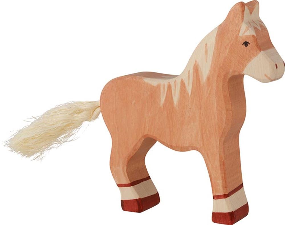 Realistic Light Brown Horse Standing Toy Figure - Perfect for Kids' Playtime, Farm Animal Collections, and Educational Scenes