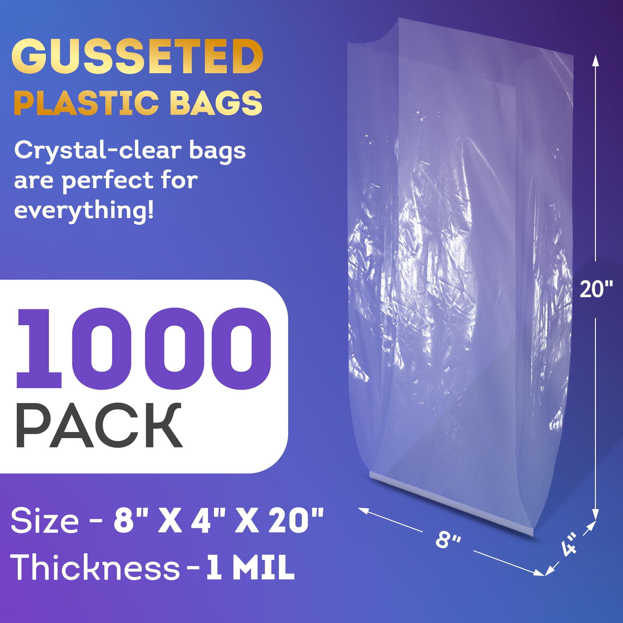 APQ Clear Gusseted Poly Bags 8