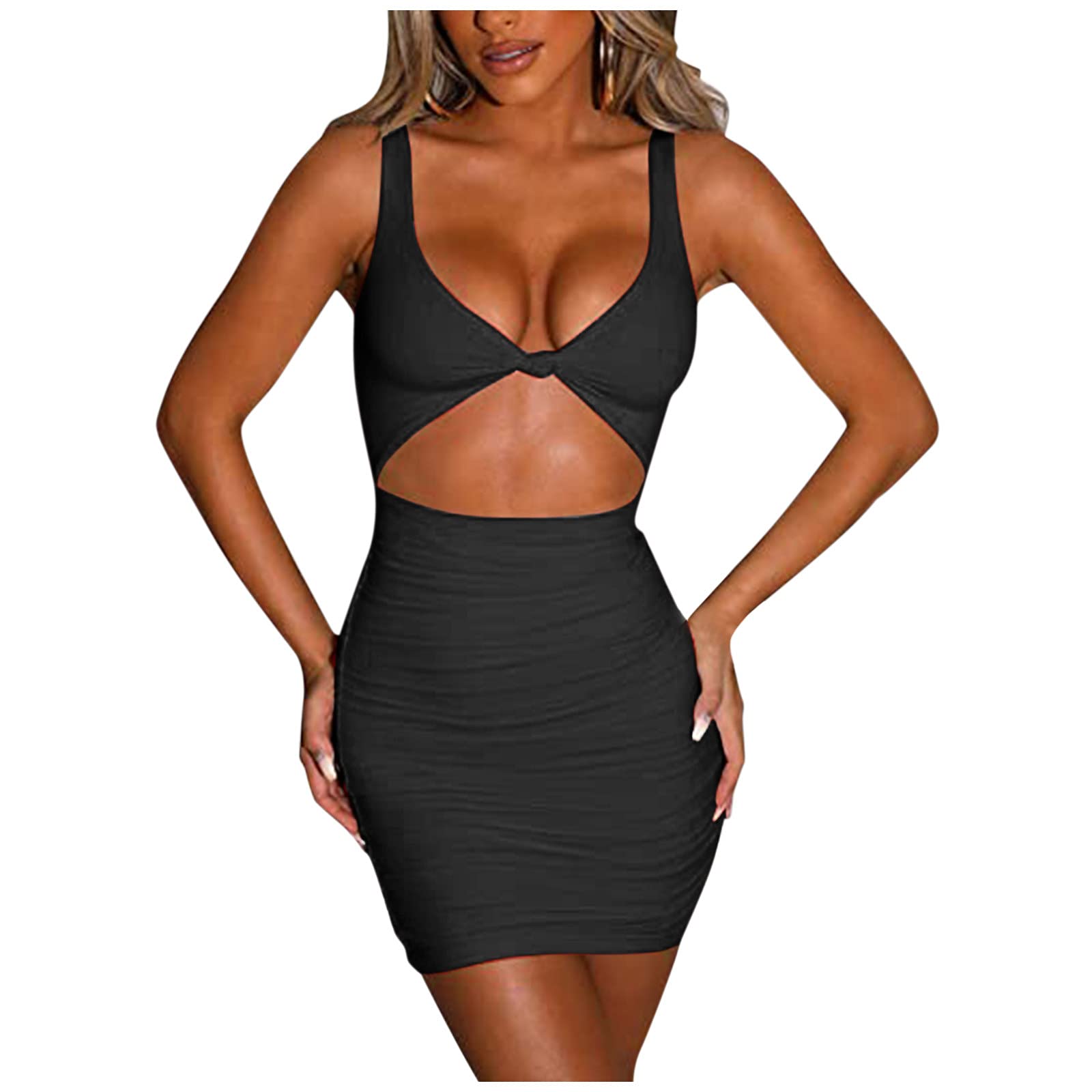 Sexy Mini Ruched Sleeveless Party Dress for Women - Summer Clubwear & Casual Outfit | Perfect for Night Out, Date Night, and Summer Parties