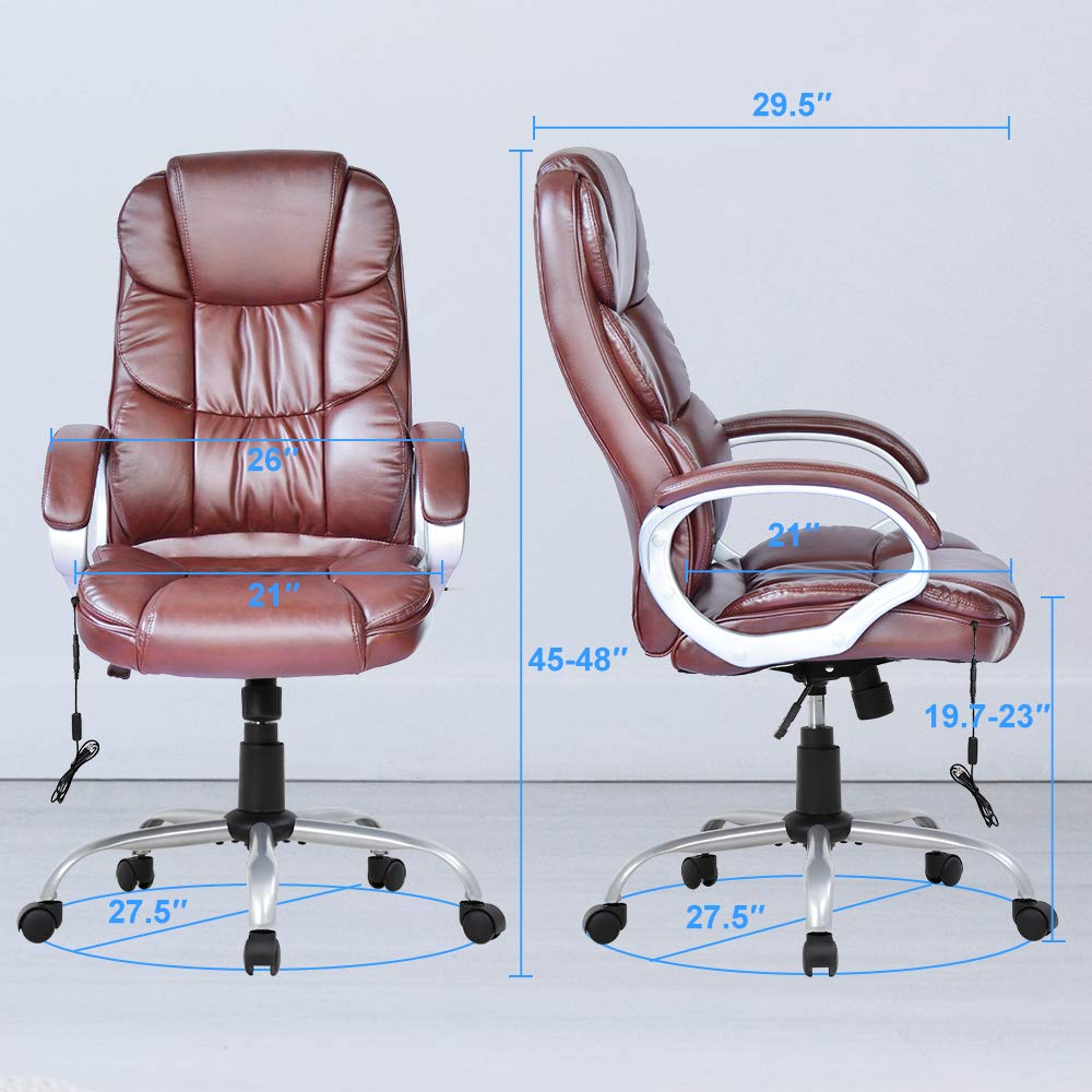 Ergonomic Office Chair - High Back Executive Desk Chair with Adjustable Lumbar Support, Headrest & Massage - Swivel Rolling Task Chair for Home & Office Use - Perfect for Adults, Women & Men Working Long Hours