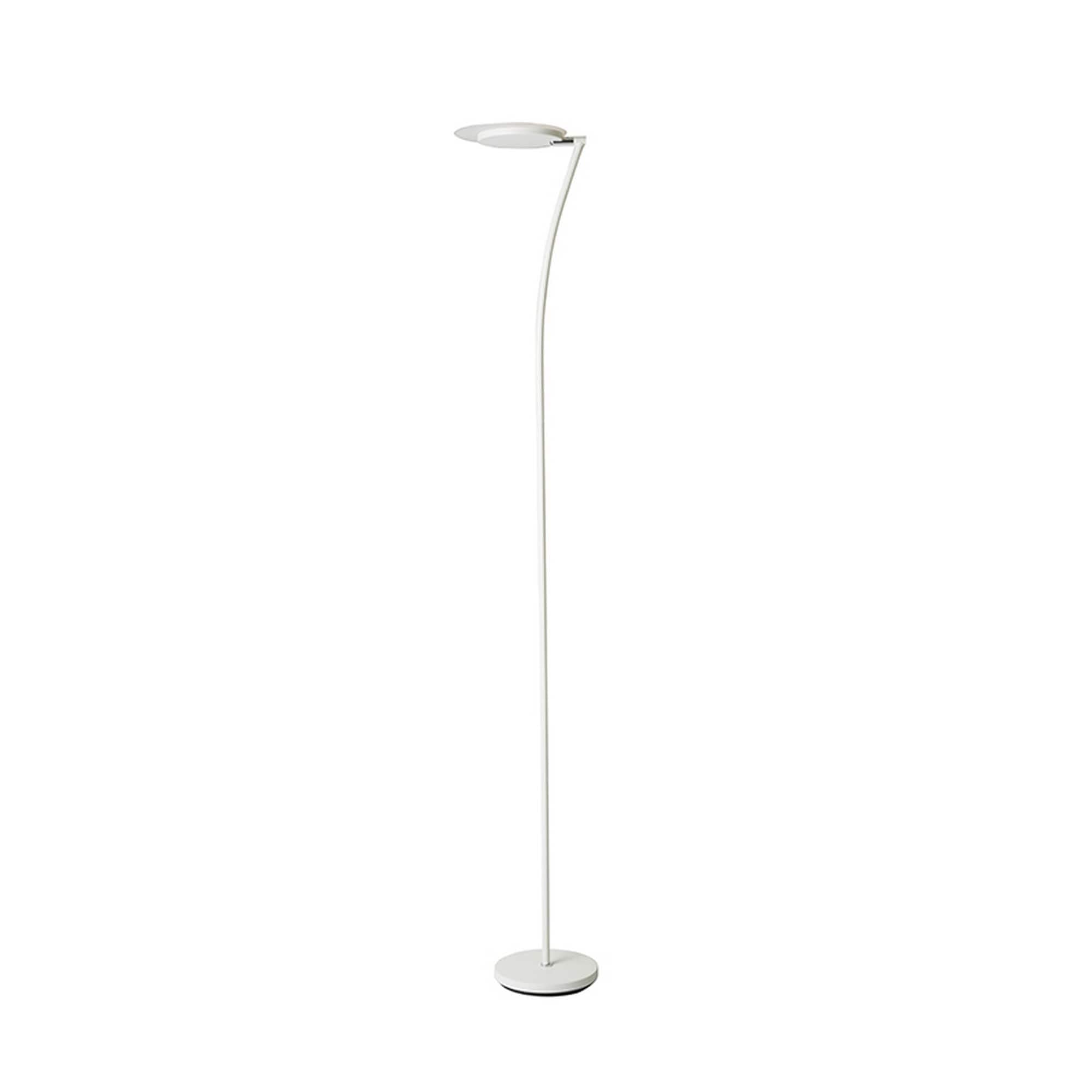 Modern Adjustable Floor Lamp with Plate Shade - White Contemporary Lighting for Living Room, Bedroom & Office